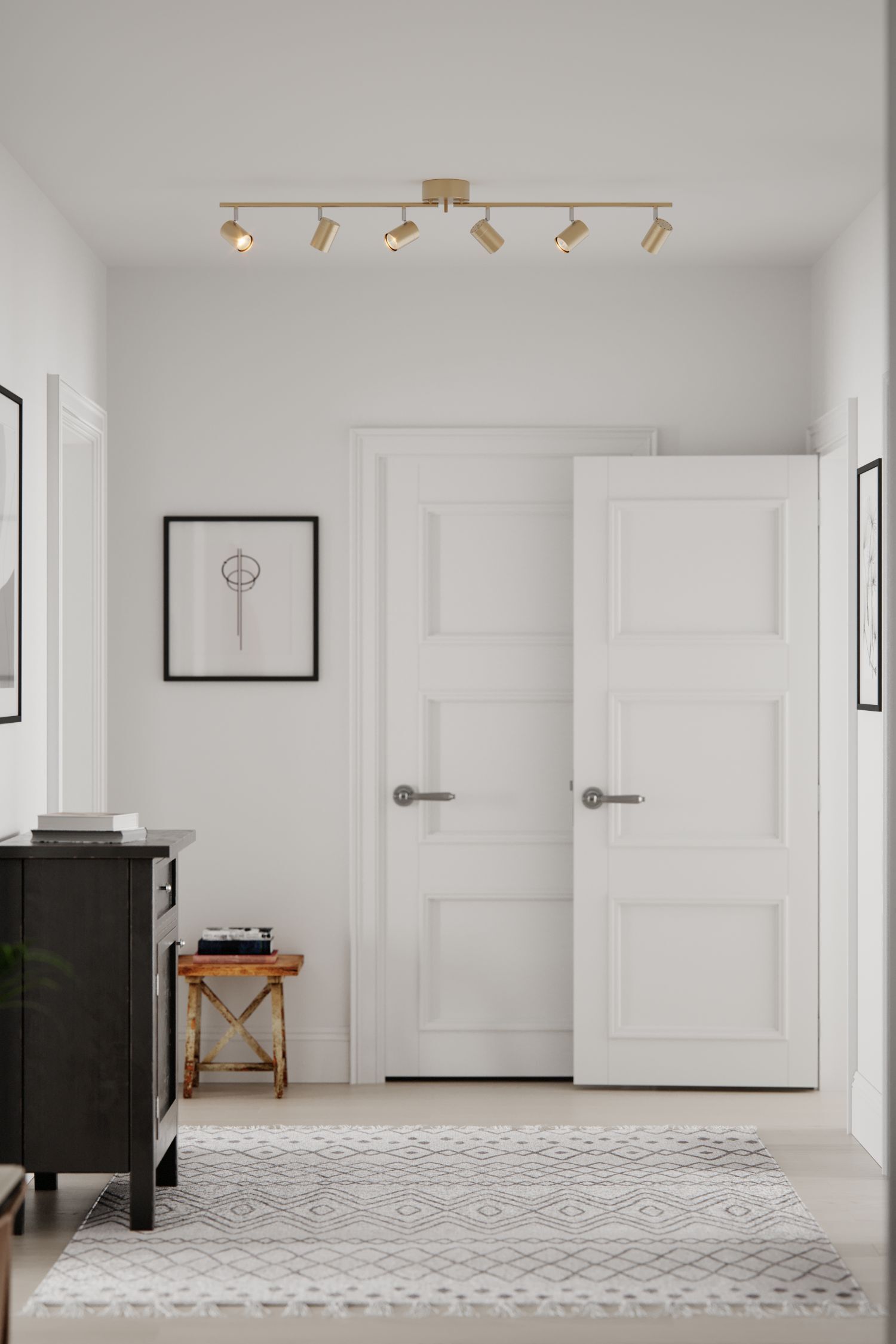 Spot métal GU10 orientable en or 124 cm de long rétro Drinnen, Innenarchitektur, Inneneinrichtung, Fußboden, Foyer