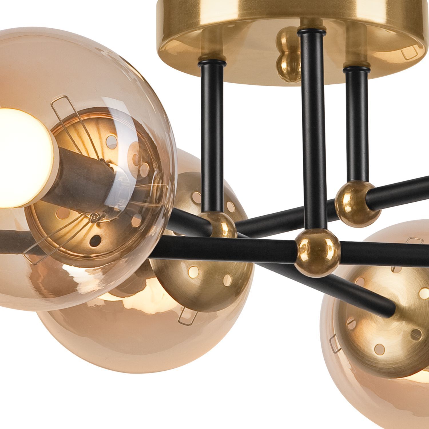 Lampe de plafonnier pauvre en or verre métal 6-flamme E14