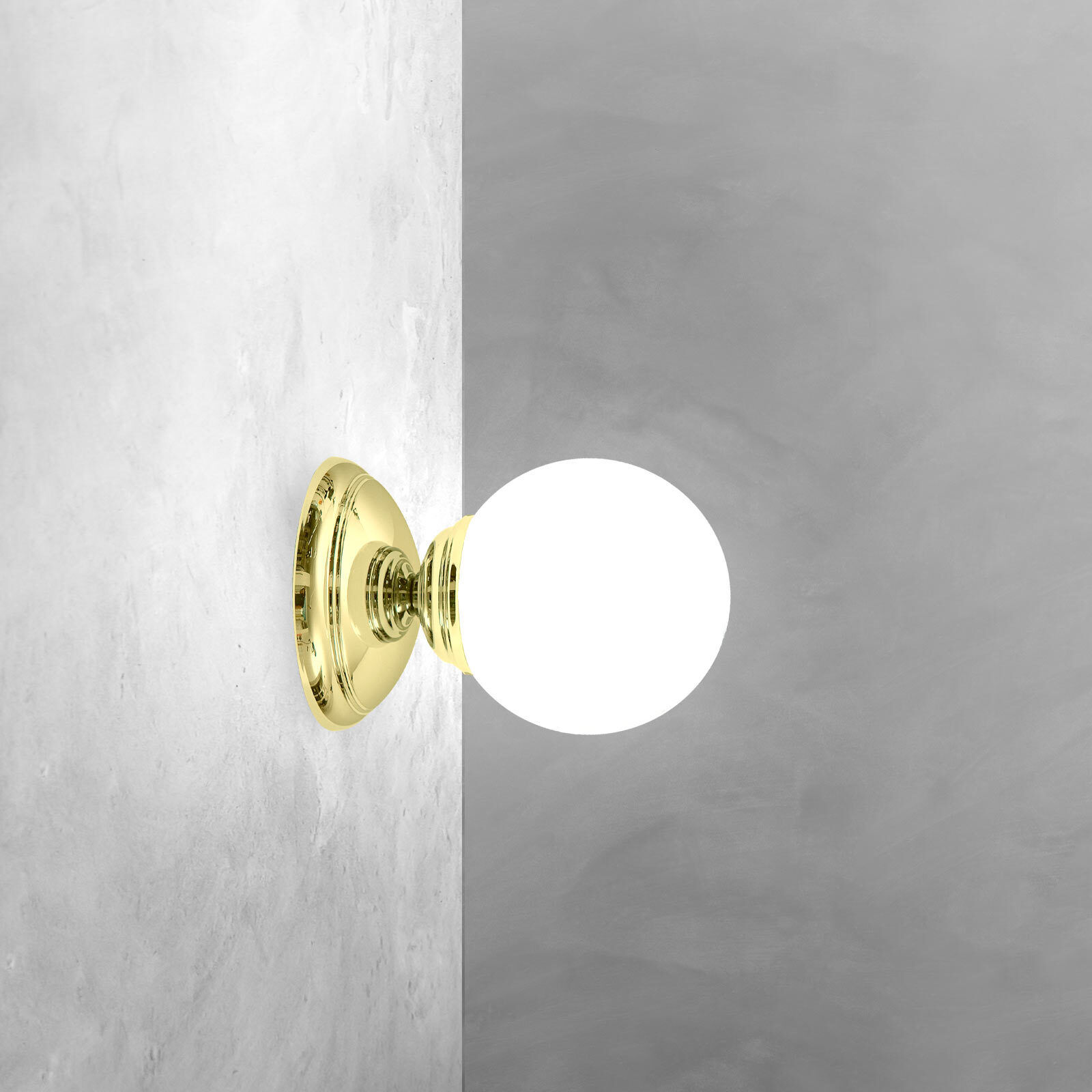 Lampe de salle de bain murale Ø 12 cm Abat-jour sphérique verre laiton E14