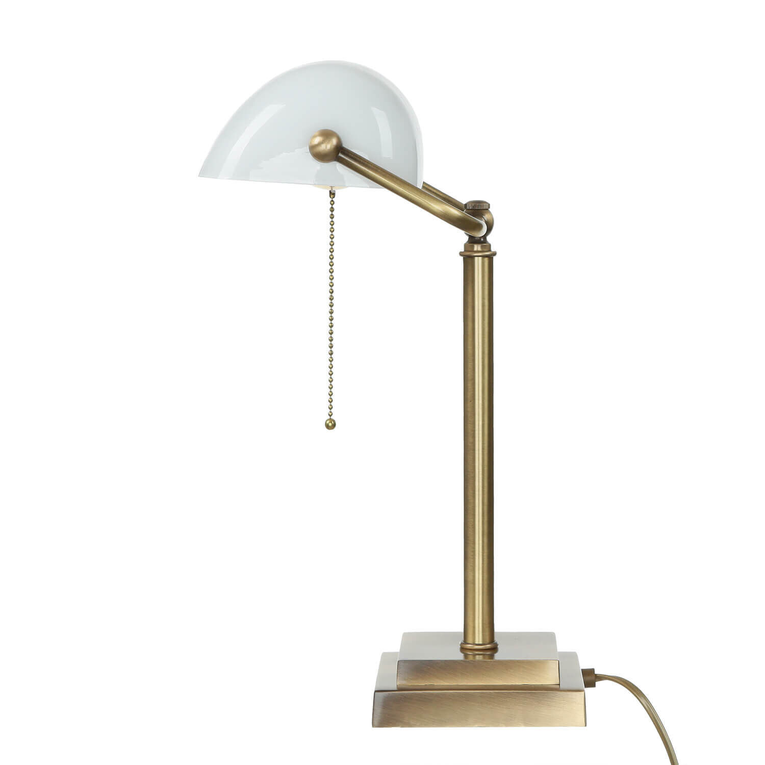 Lampe de banquier design en bronze clair blanc laiton véritable