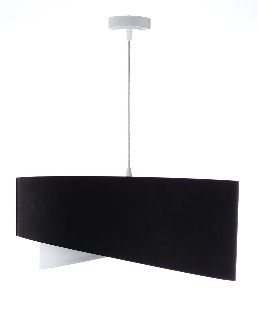 Suspension E27 ronde D : 50 cm Tissu Noir Argent Blanc Lampe, Postfach