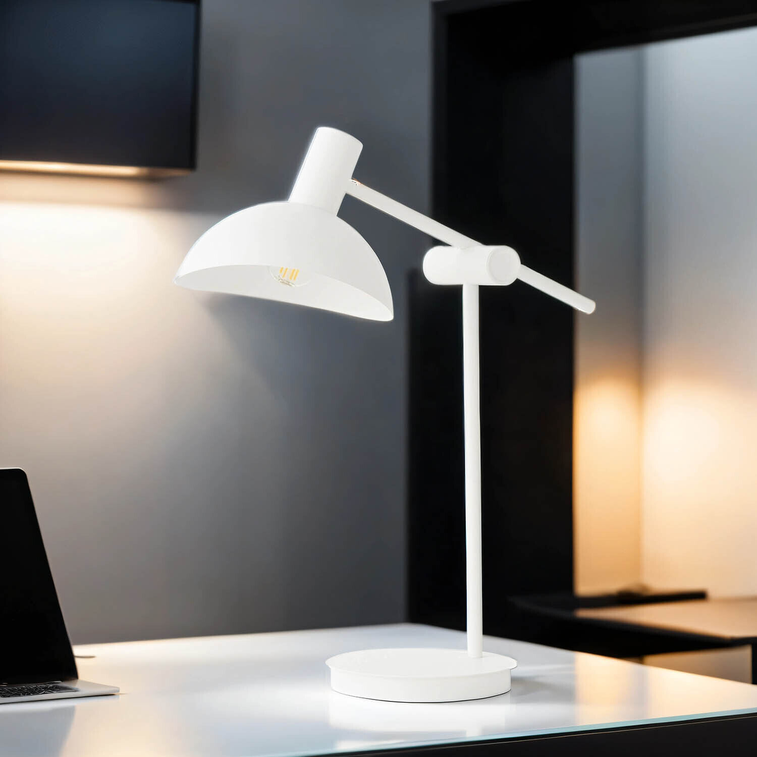 Lampe de bureau ajustable Blanc Métal 45 cm E14