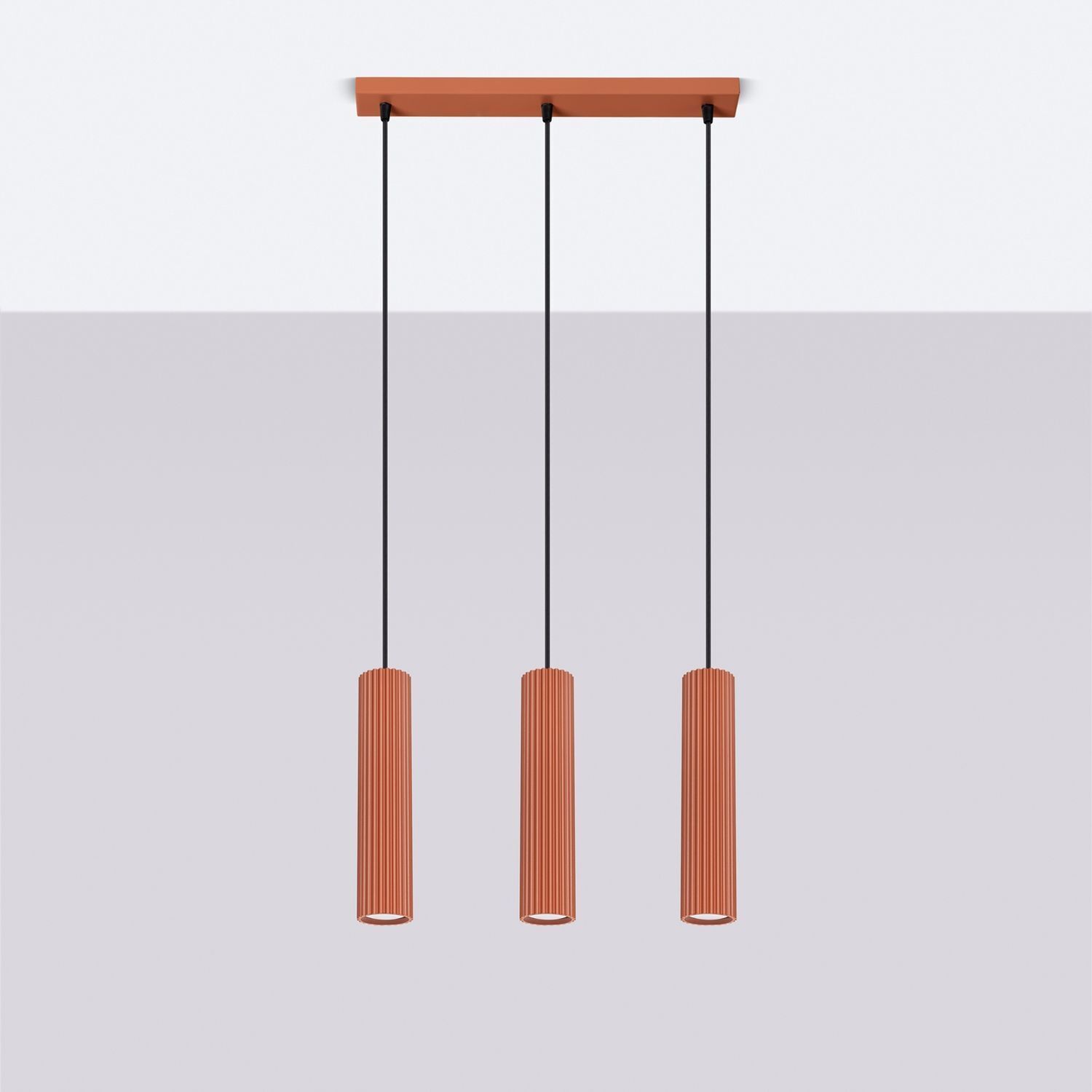 Suspension Moderne GU10 3-flamme L : 45 cm Aluminium en rouge