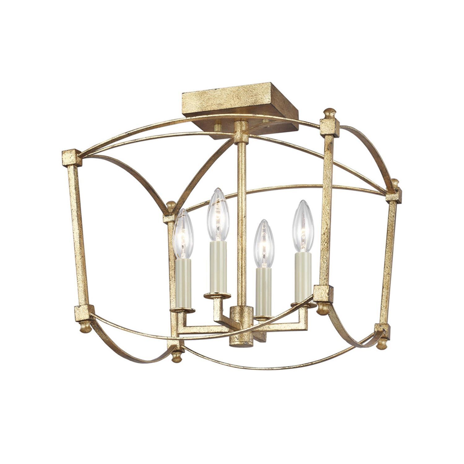Lampe de plafonnier en métal E14 36,5 cm de large en or antique