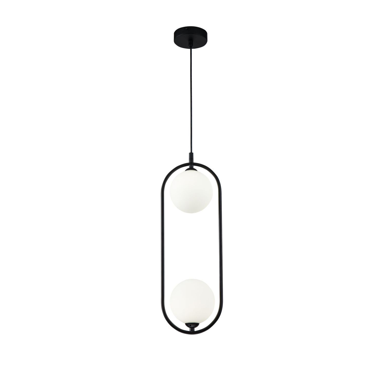 Lampe à suspendre verre métal G9 H : max. 204 cm noir blanc