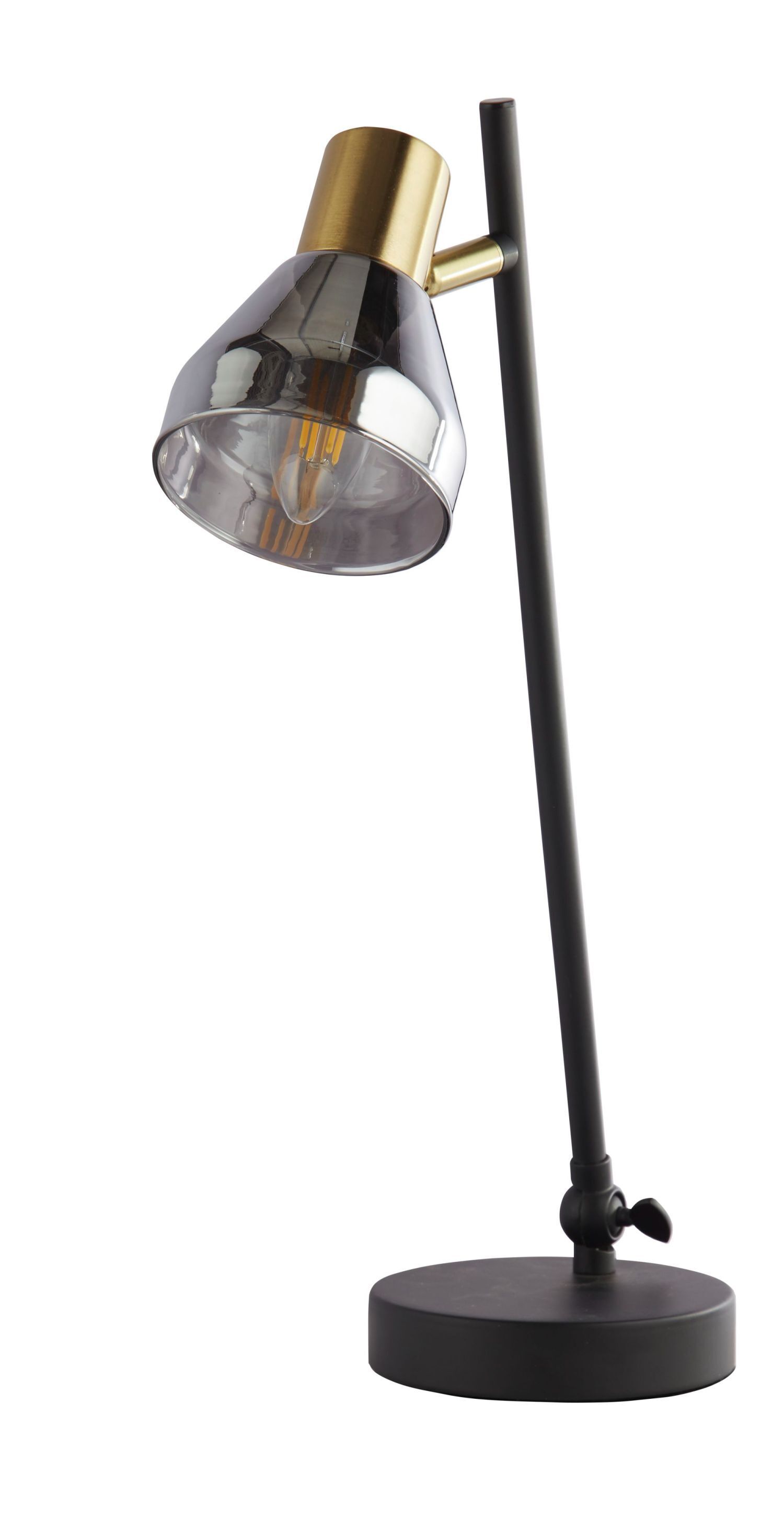 Lampe de bureau réglable 42 cm E14 verre fumé métal