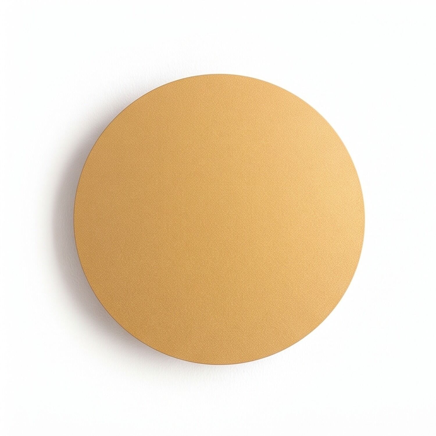 runde Platte, goldene Farbe, metallische Oberfläche, glatte Textur, Produktmasse: flach