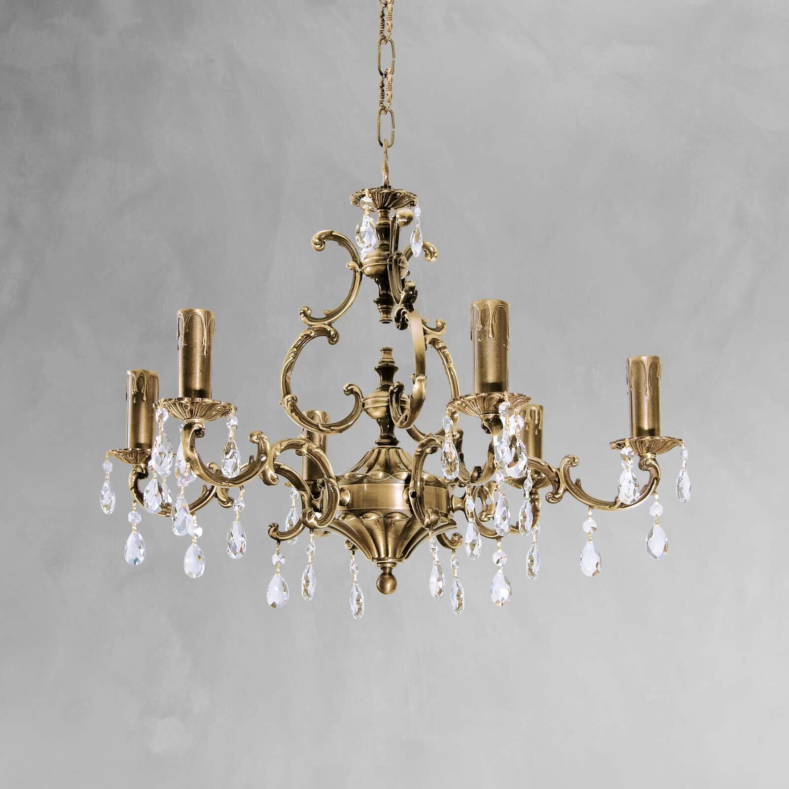 Lustre laiton cristal Ø 65 cm 6-flamme E14 en bronze