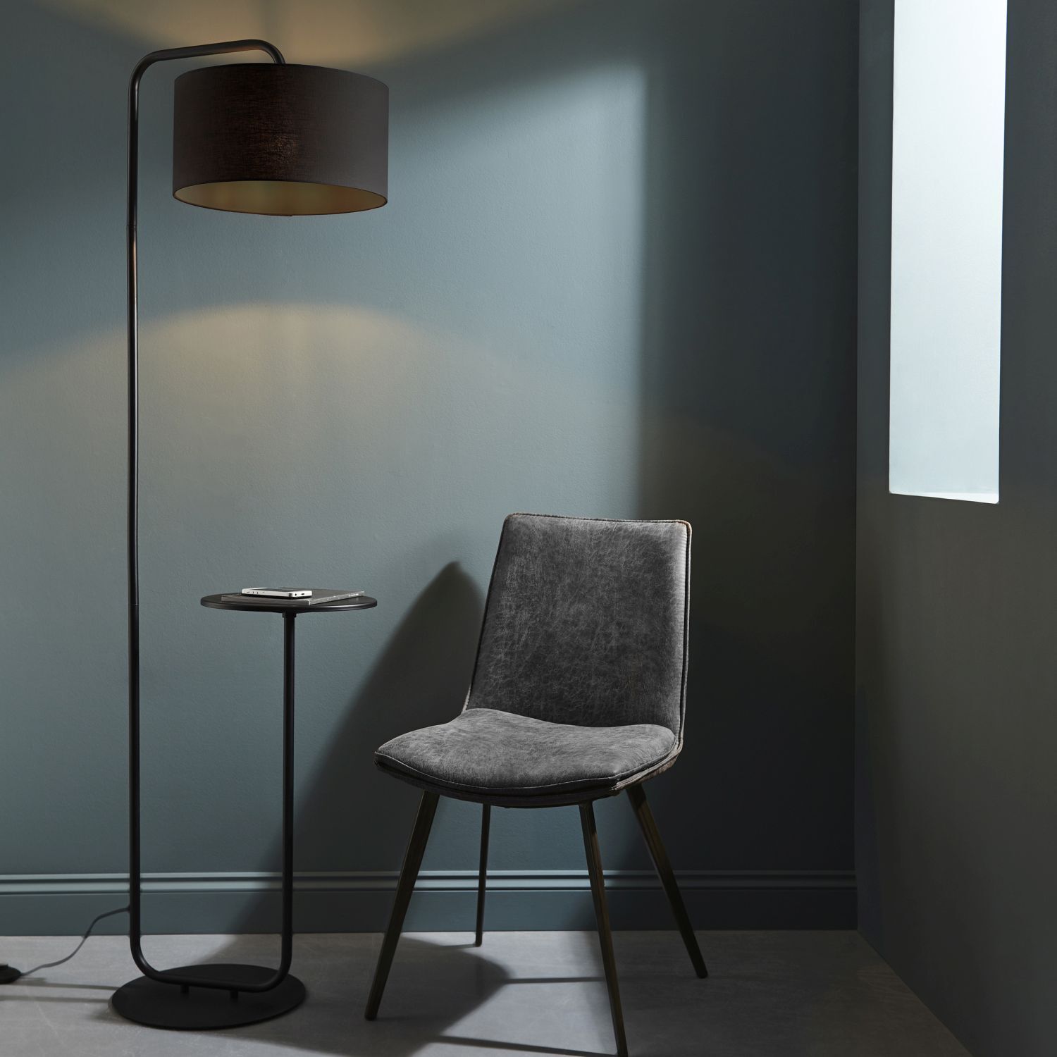 Lampadaire avec table d'appoint Noir 175 cm de haut E27
