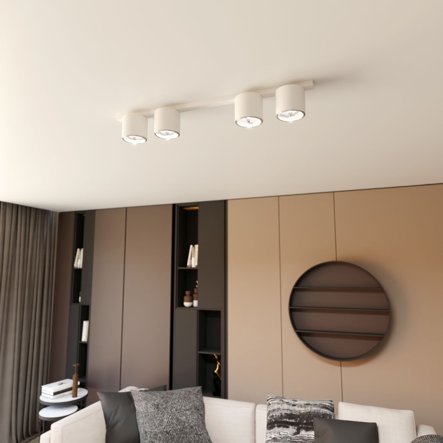 Plafonnier en métal blanc 90 cm de long 4-flamme GU10 AR111
