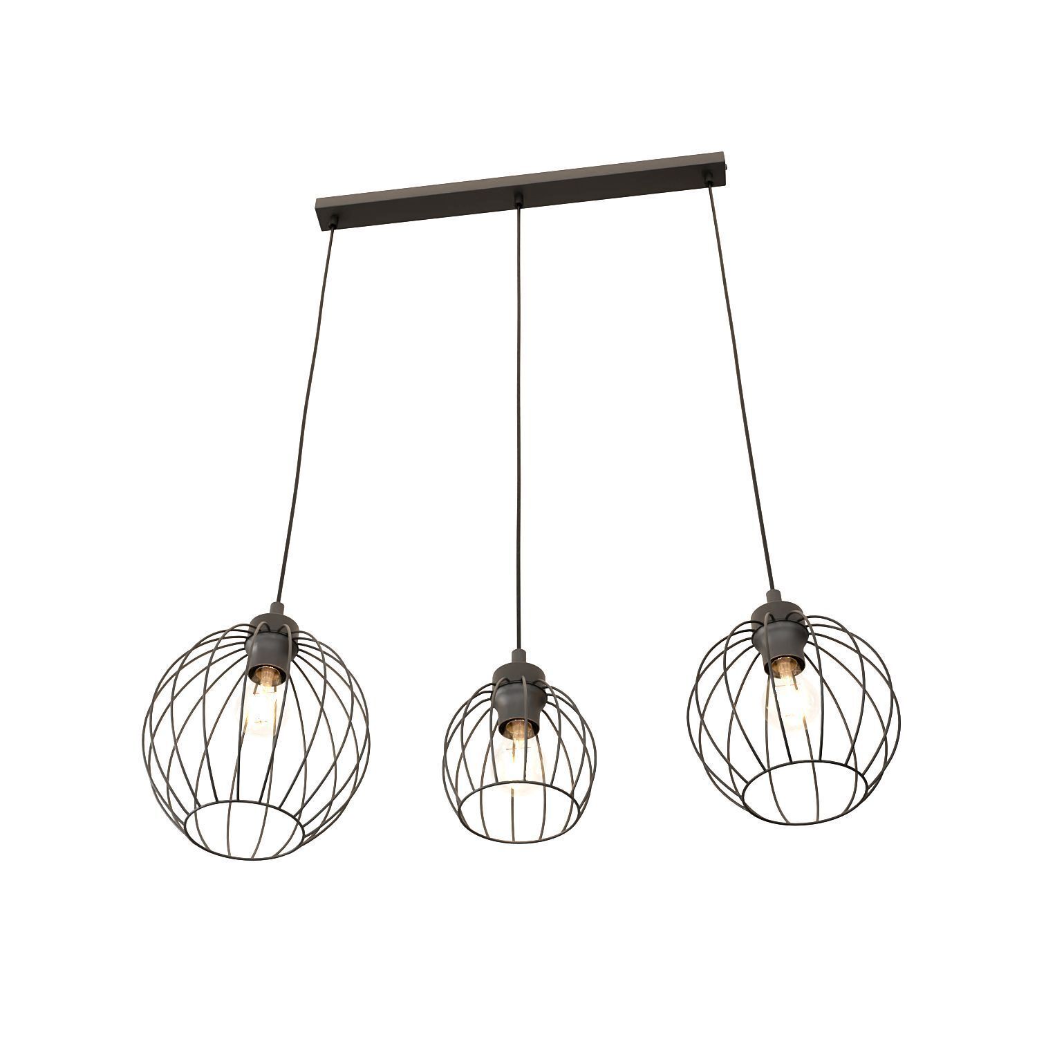 Suspension longue fil E27 L:77 cm Métal noir