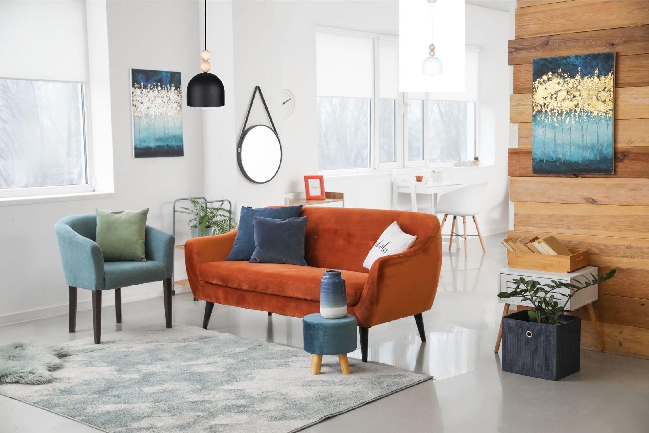 Suspension noire métal bois Ø17 cm E27 confortable Dekoration für Zuhause, Innenarchitektur, Wohnzimmer, Couch, Tabelle