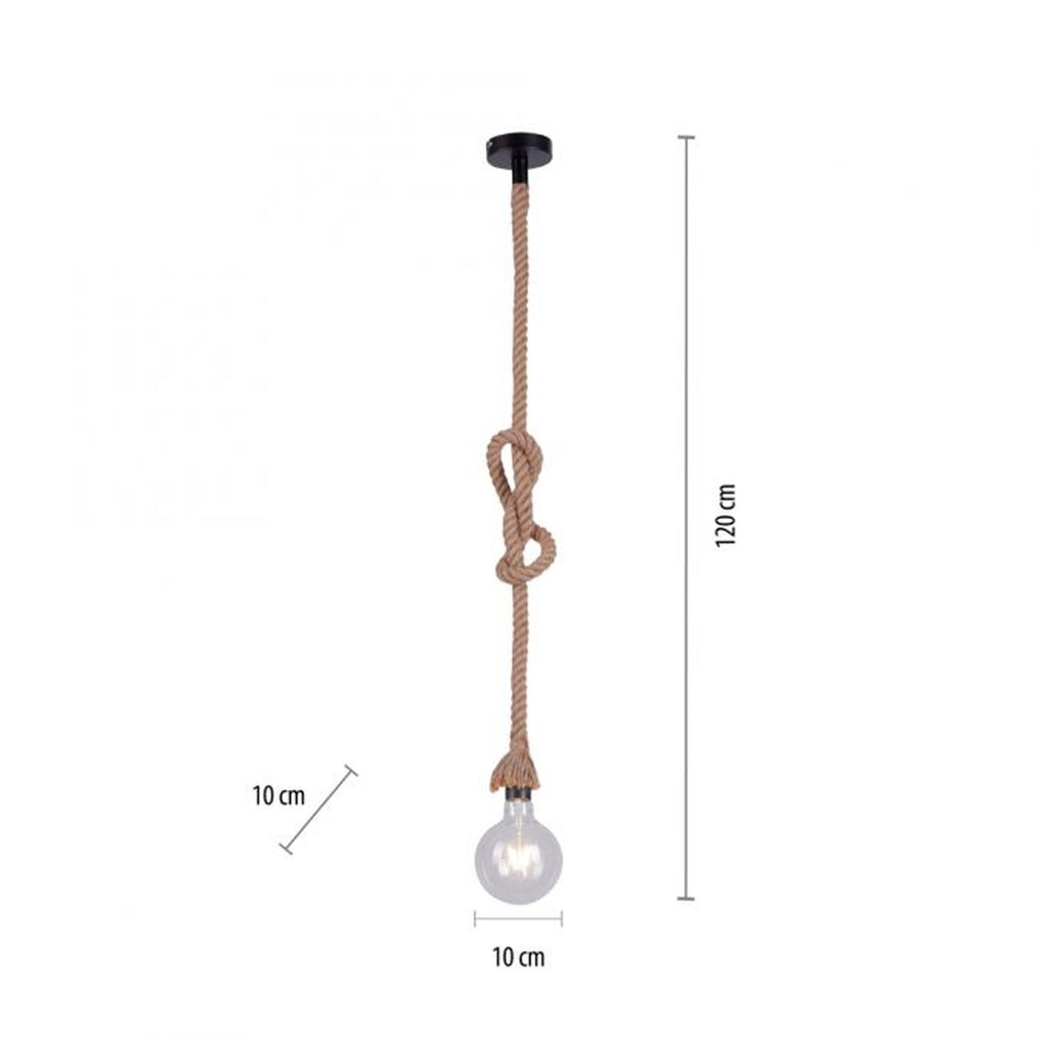 Suspension vintage E27 jusqu'à 15 W Ø10 cm rond corde tau