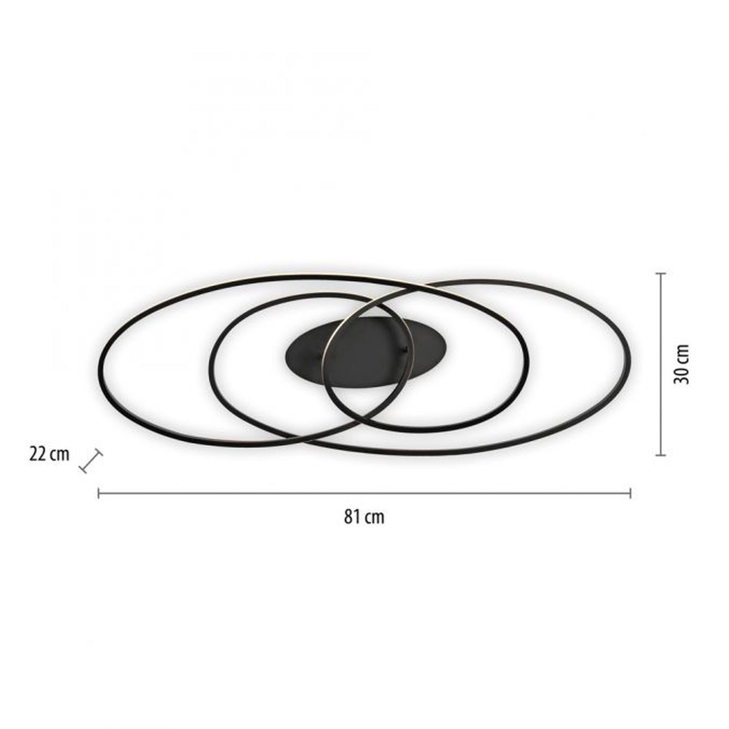 Plafonnier LED Métal Noir 3000 K anneaux décoratifs