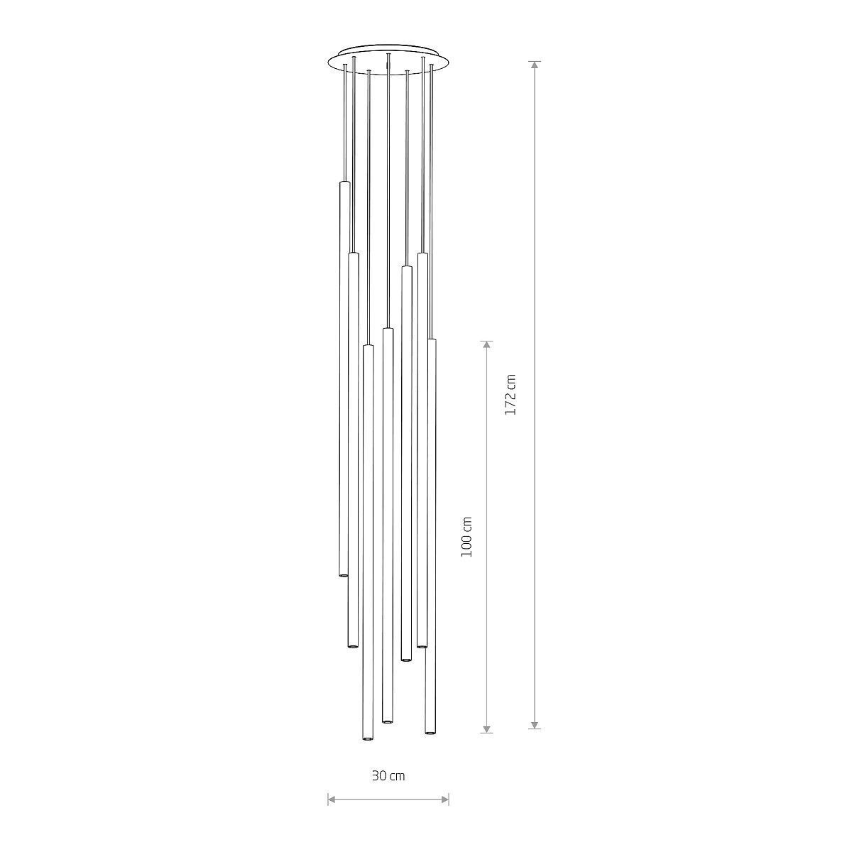 Suspension moderne noire 7 flammes G9 métal