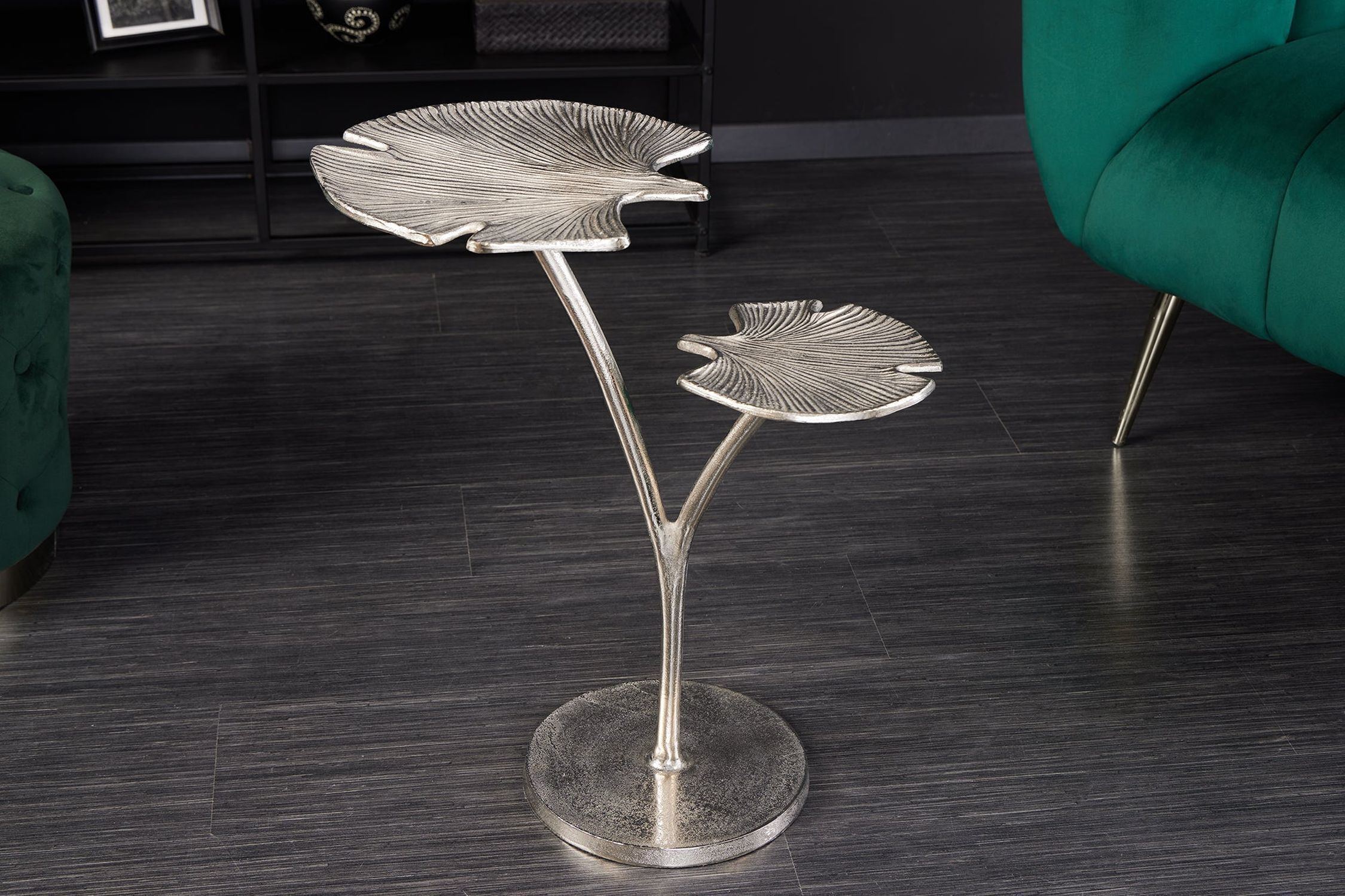 Beistelltisch Metall in Silber 50x32 cm Handarbeit Moebel, Tabelle, Stand