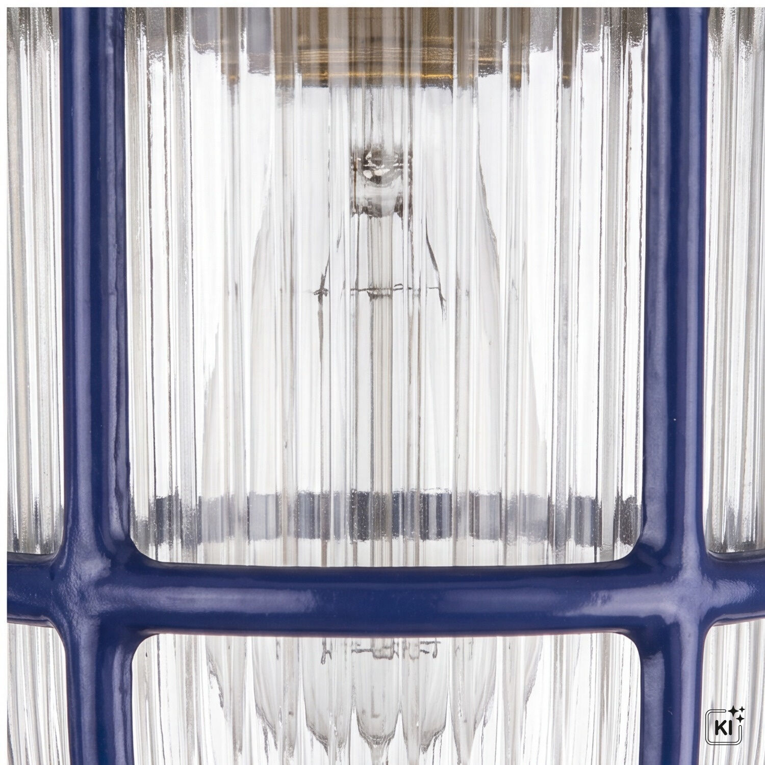 Globus, Glas, Fliesenmuster, blauer Rahmen, Gitter