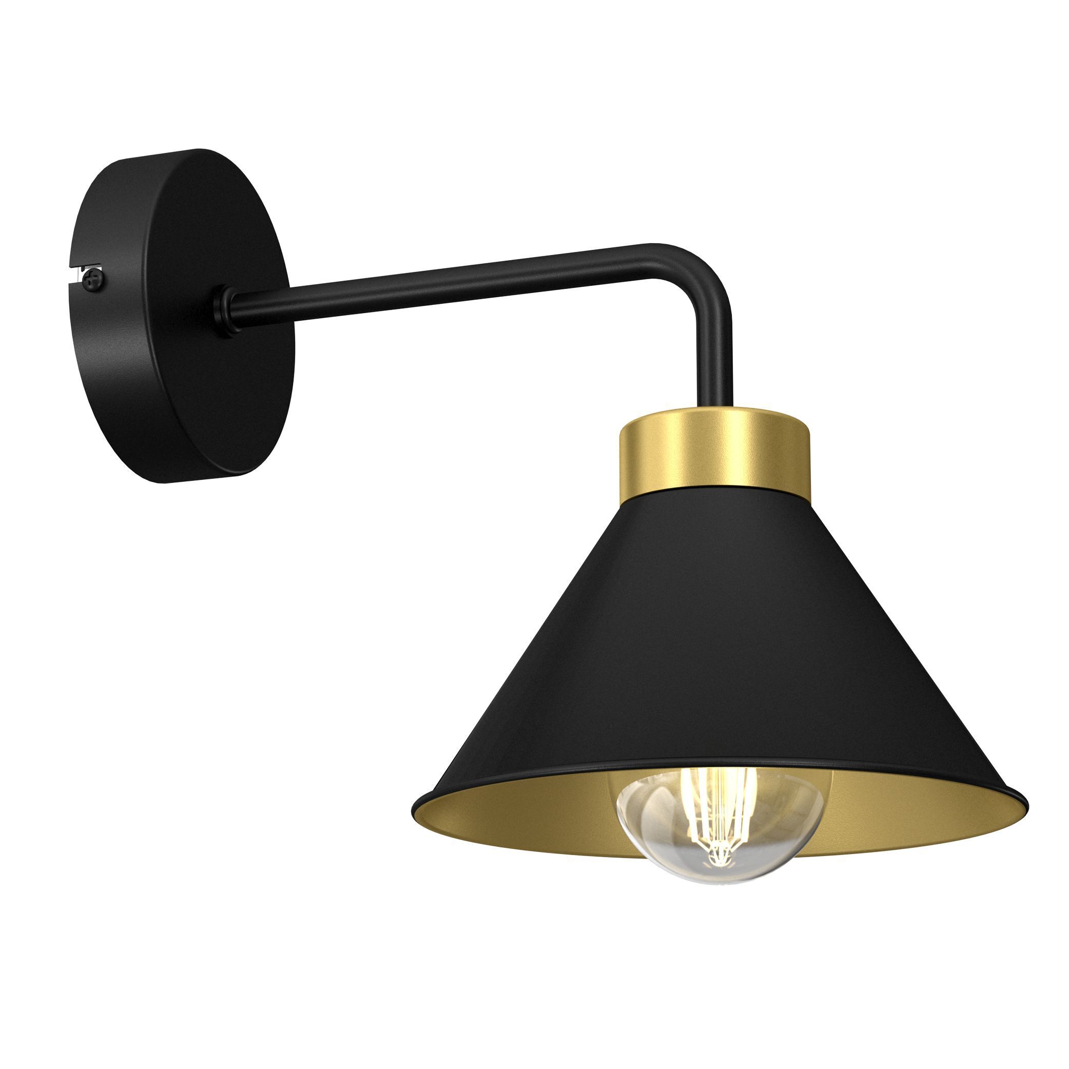 Wandlampe Schwarz Gold E27 Metall Loft Design Lampe, Beleuchtung, Drinnen, Zimmer, Duscharmatur