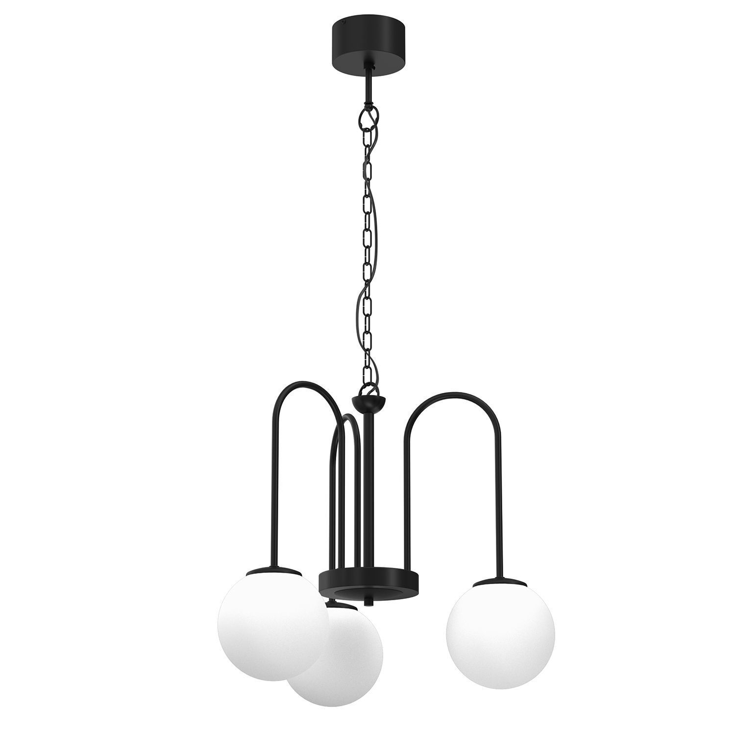 Suspension 3 flammes verre métal E14 Ø51 cm rond