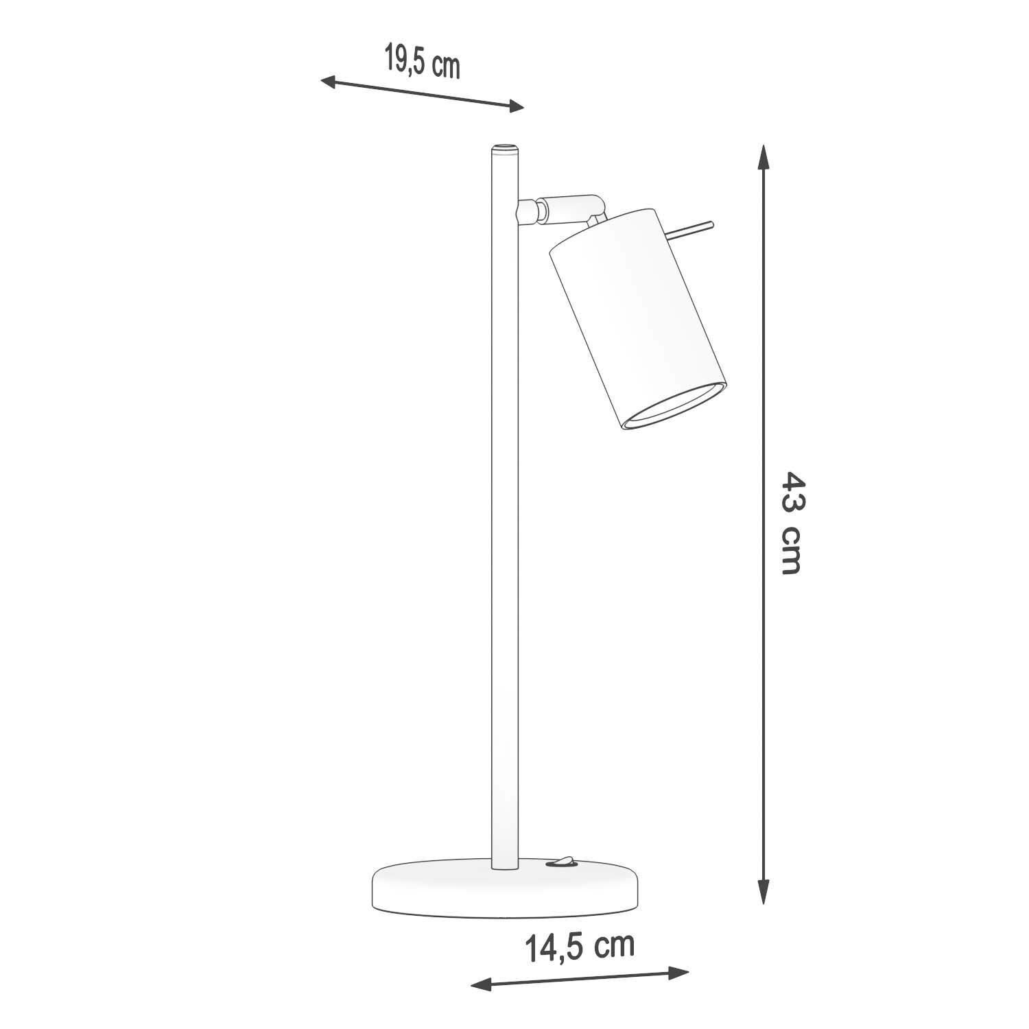 Lampe de bureau noire métal hauteur 43 cm orientable