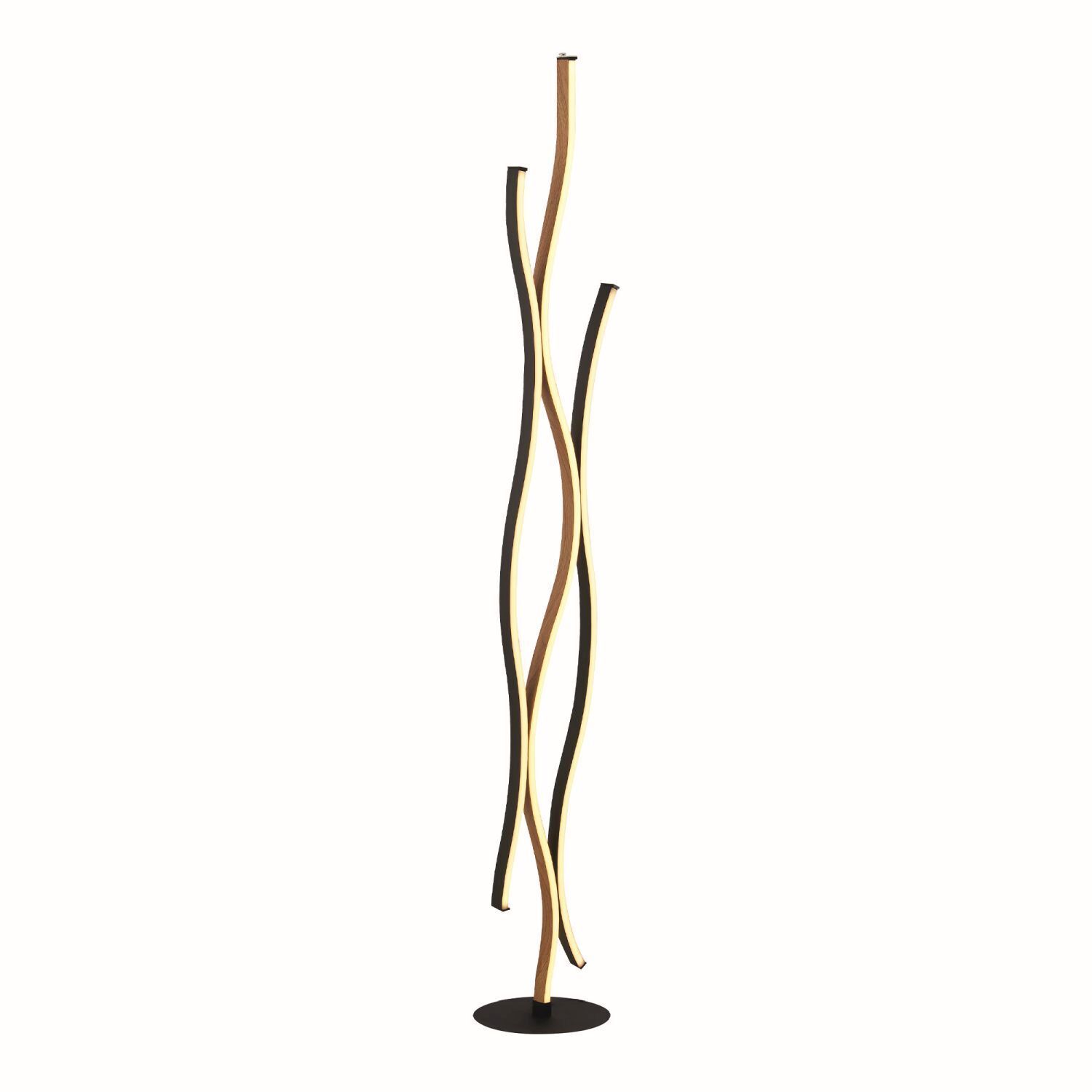 Lampadaire LED à intensité variable Wellen Noir Nature 138,5 cm