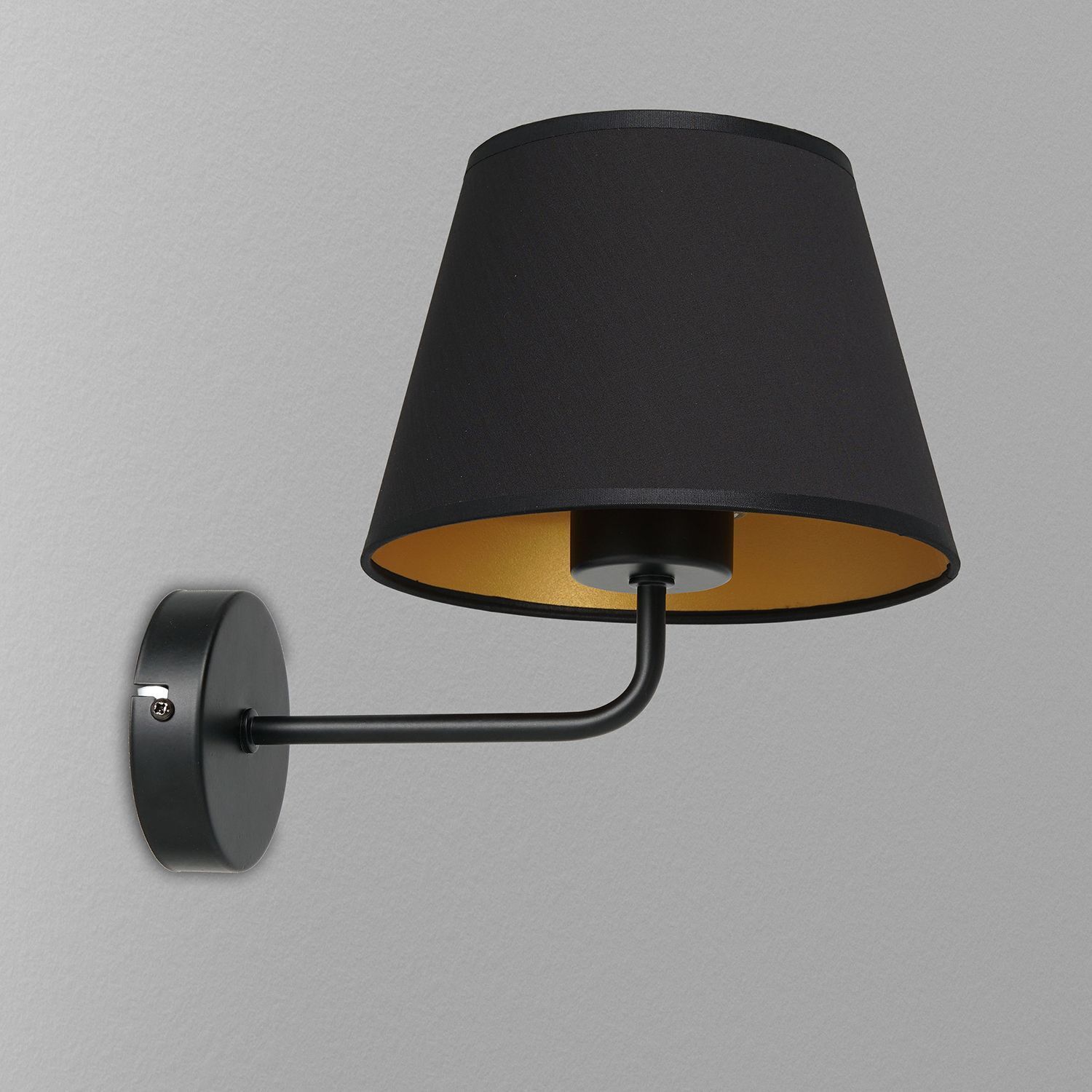Applique Noir Or Abat-jour tissu conique H:23 cm E27 Lampe, Lampenschirm