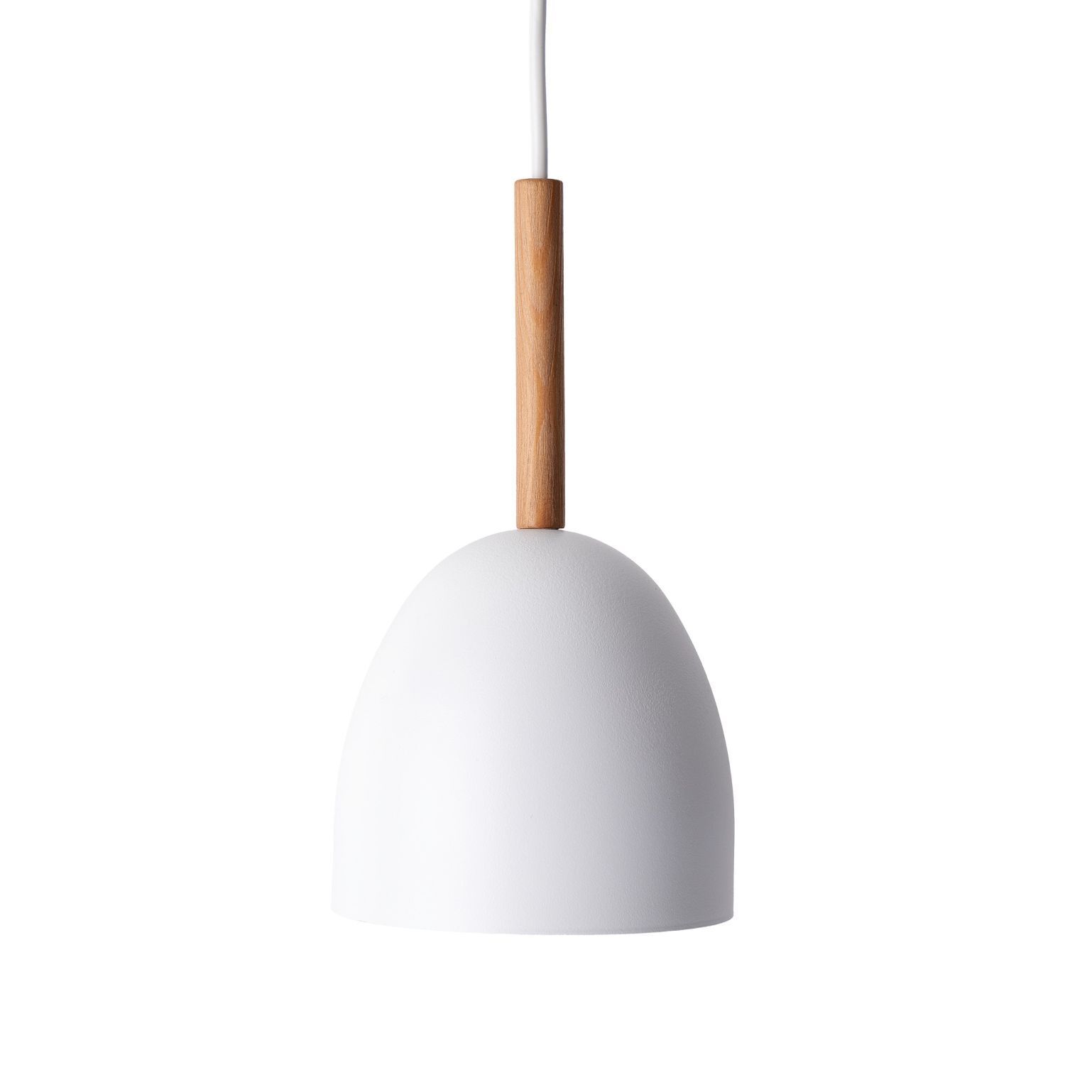 Suspension métal bois Ø 13 cm Blanc Scandinave E27