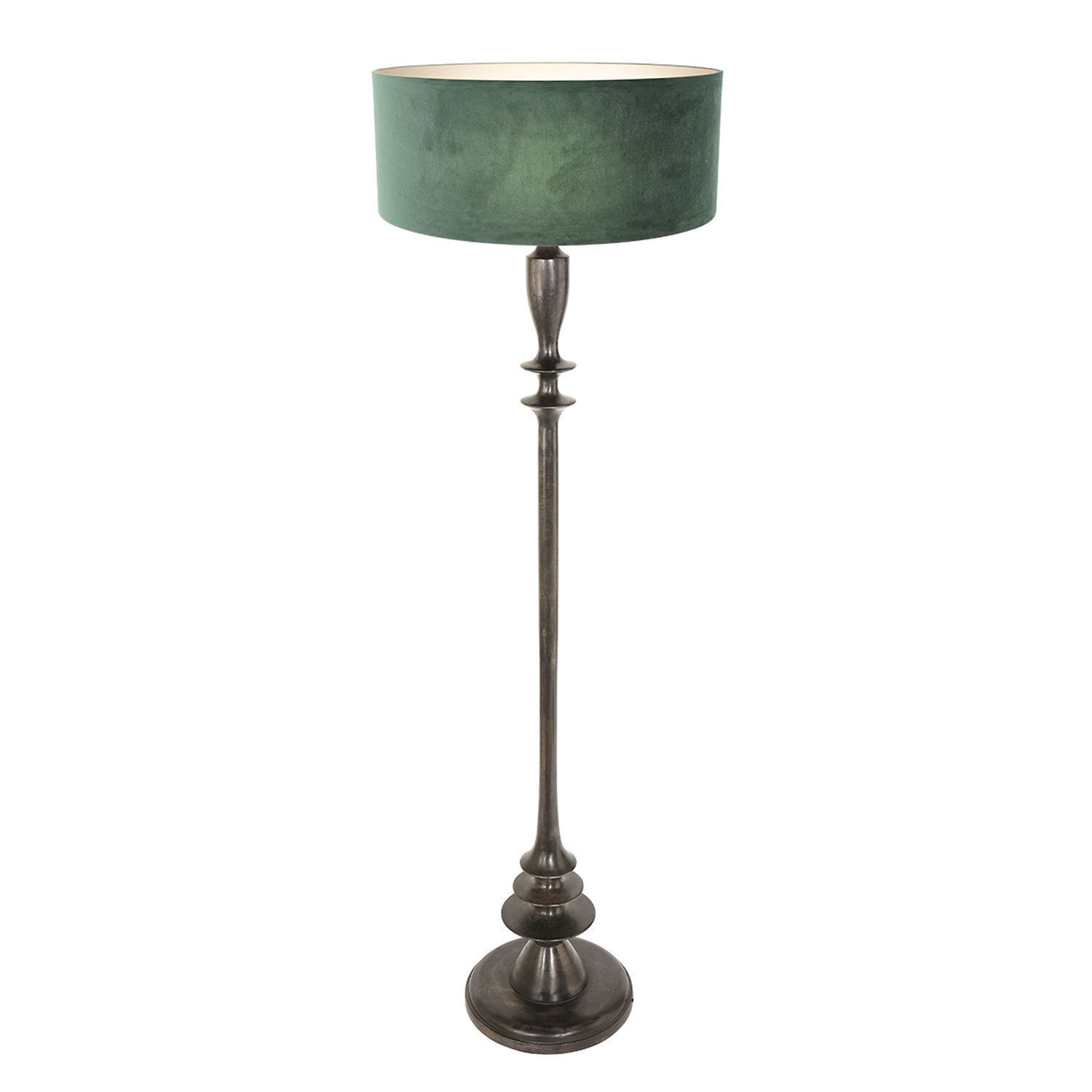 Lampadaire bois lin noir vert 153 cm E27 anti-éblouissement