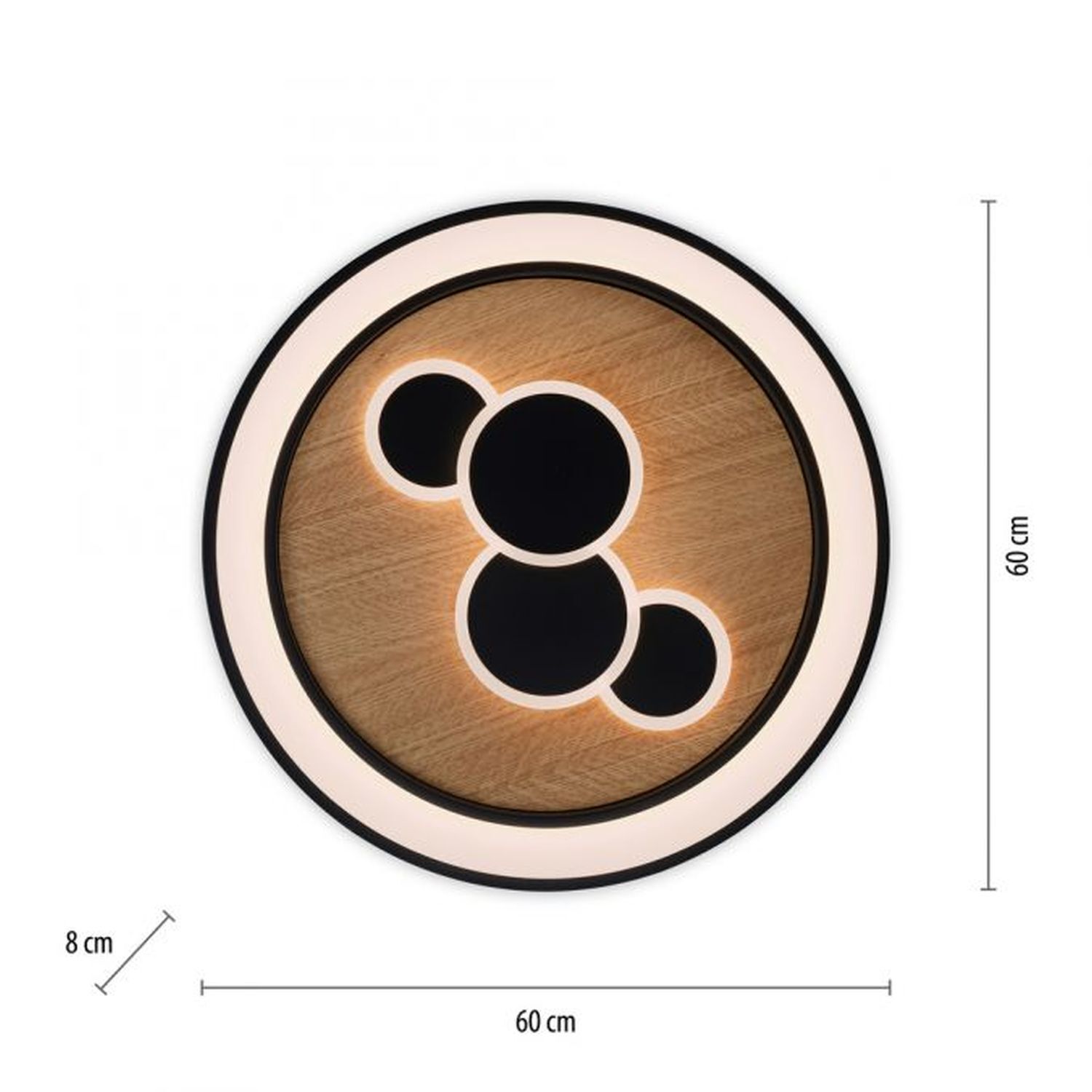 Lampe de plafonnier LED ronde bois noir interrupteur série 3000 K Lampe de plafonnier LED ronde bois noir interrupteur série 3000 K