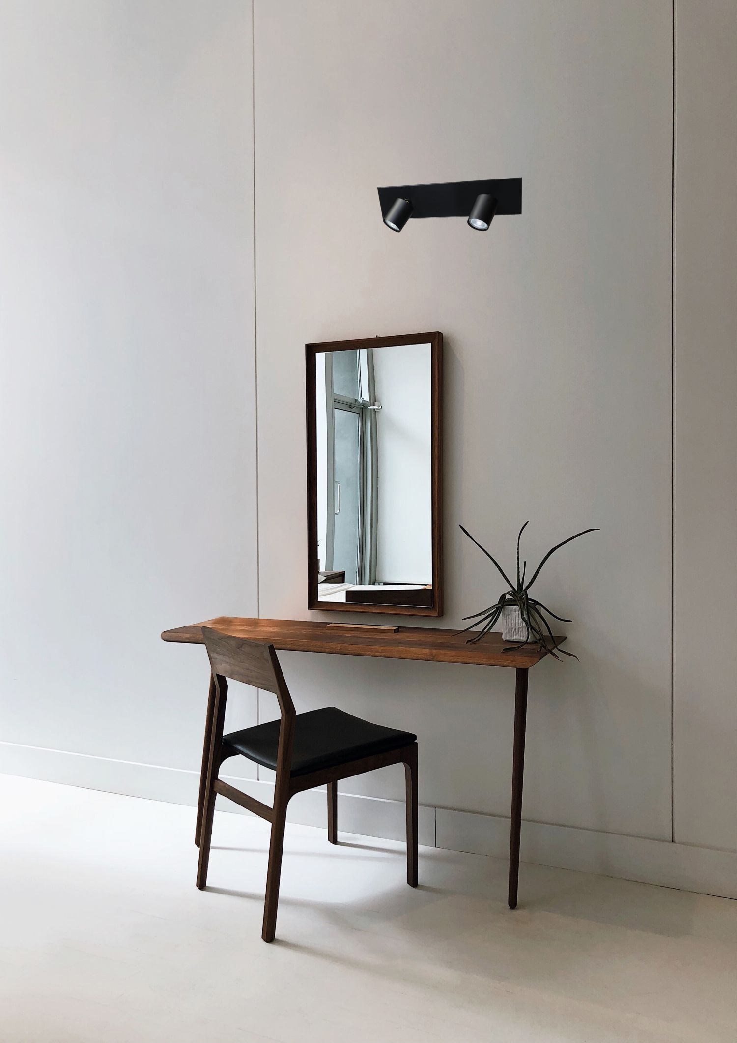 Plafonnier 40 cm métal 2 flammes noir GU10