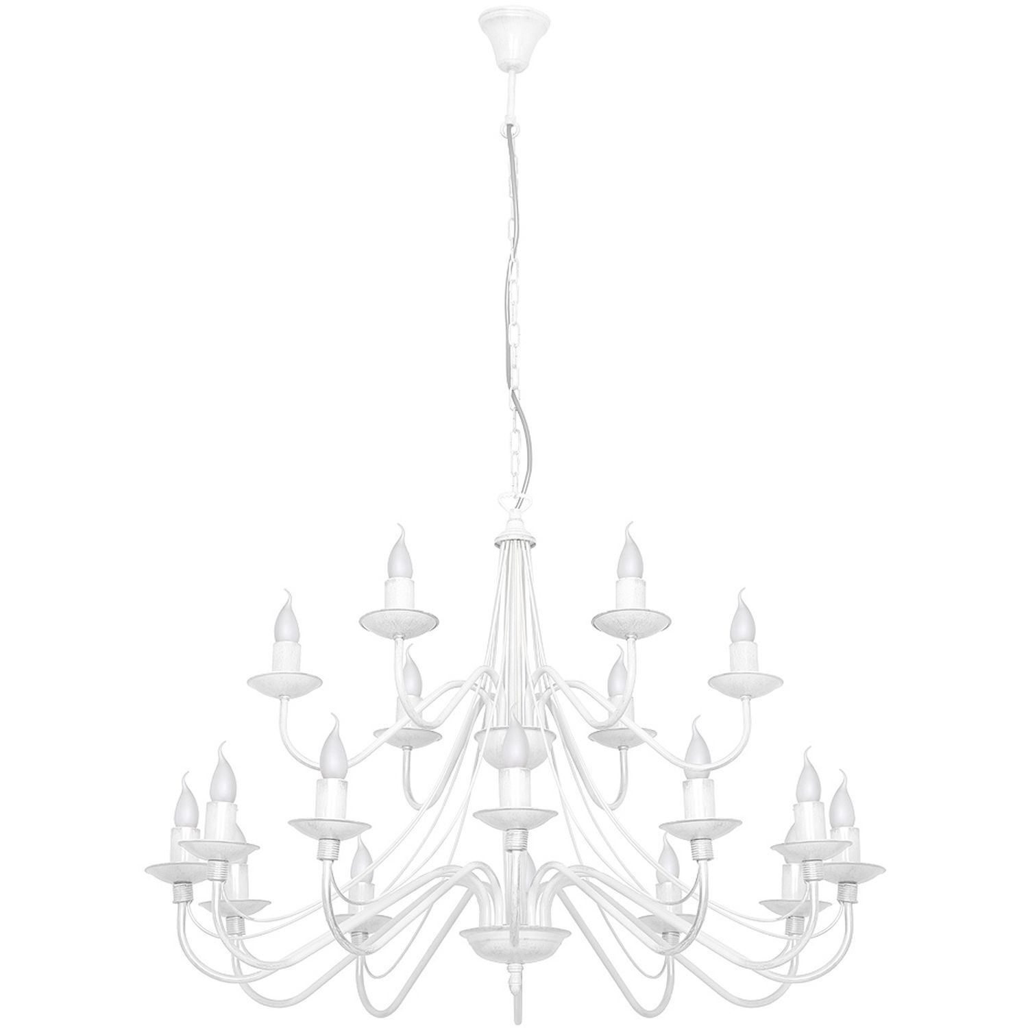 Lustre blanc Grand 18 bras Ø85cm Rustique