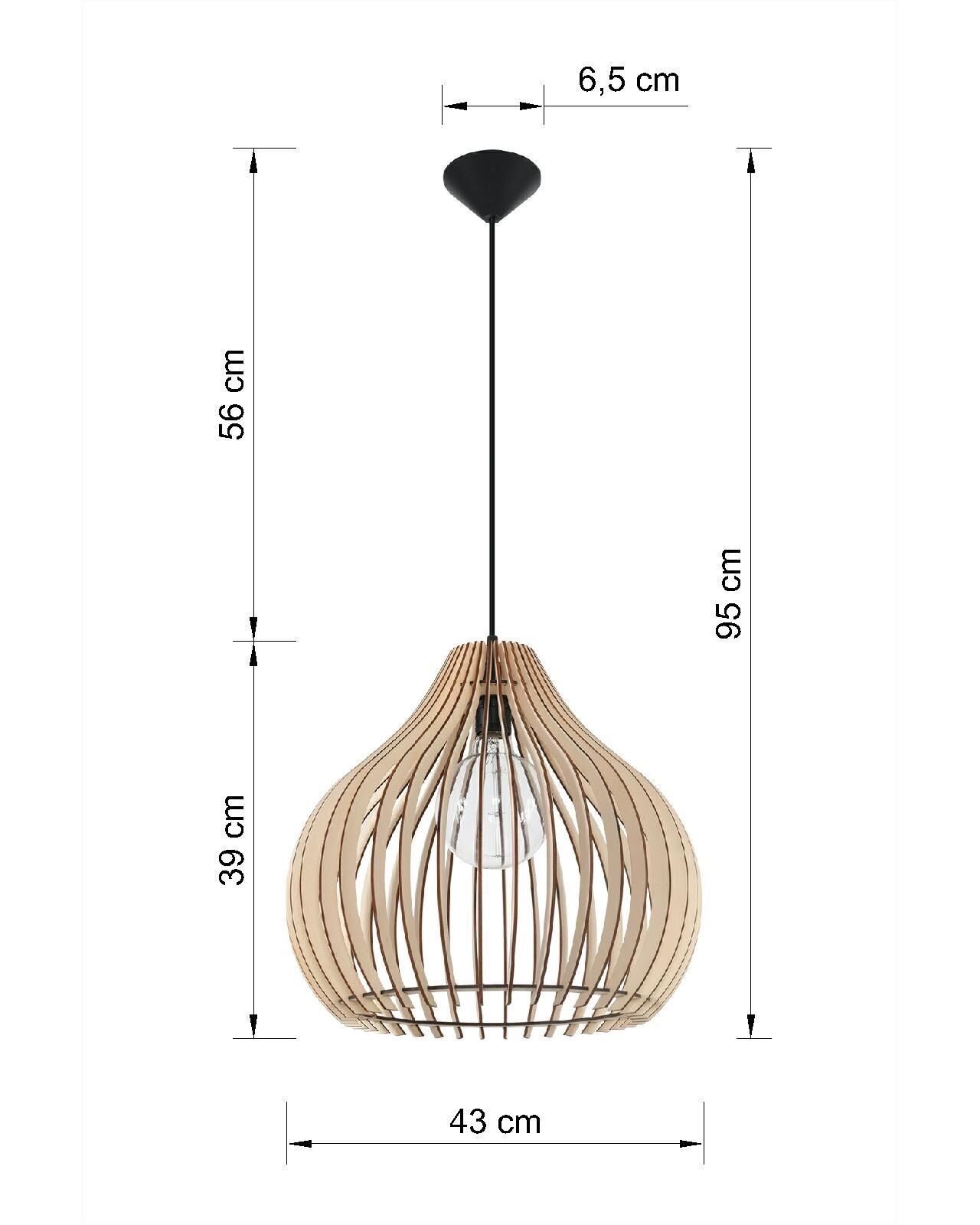 Suspension en bois ronde Ø43cm Moderne et chaleureuse NIGILIA