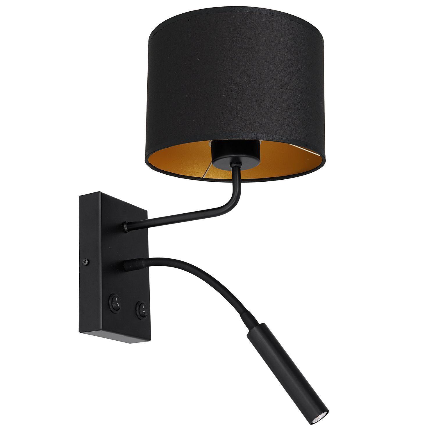 Applique murale noir or tissu bras de lecture E27 G9 confortable Lampe, Lampenschirm
