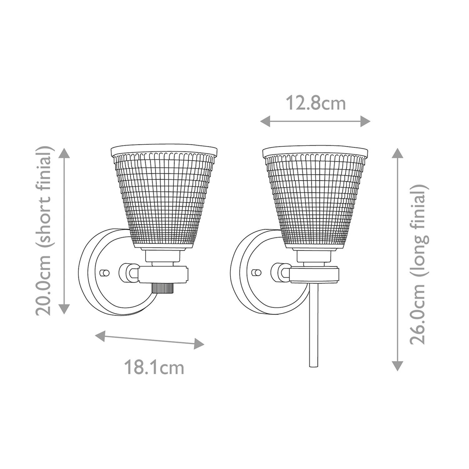 Torche murale salle de bain métal verre H : 26 cm IP44 en laiton