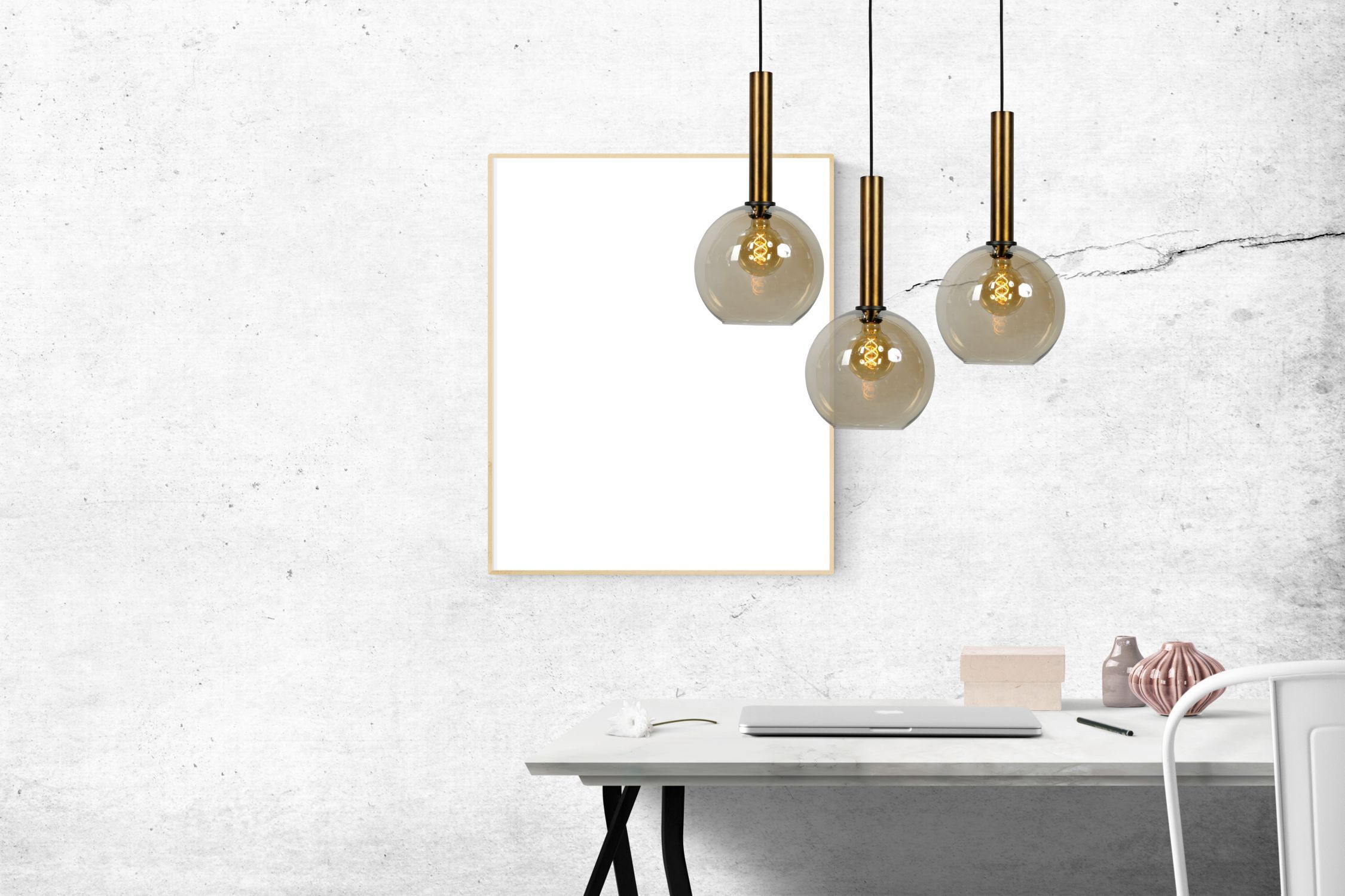 Suspension laiton noir Ø 25 cm sphère verre métal