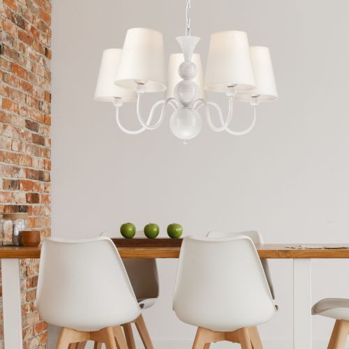 Lustre MADISYN Blanc Tissu 5-flmg Salle à manger