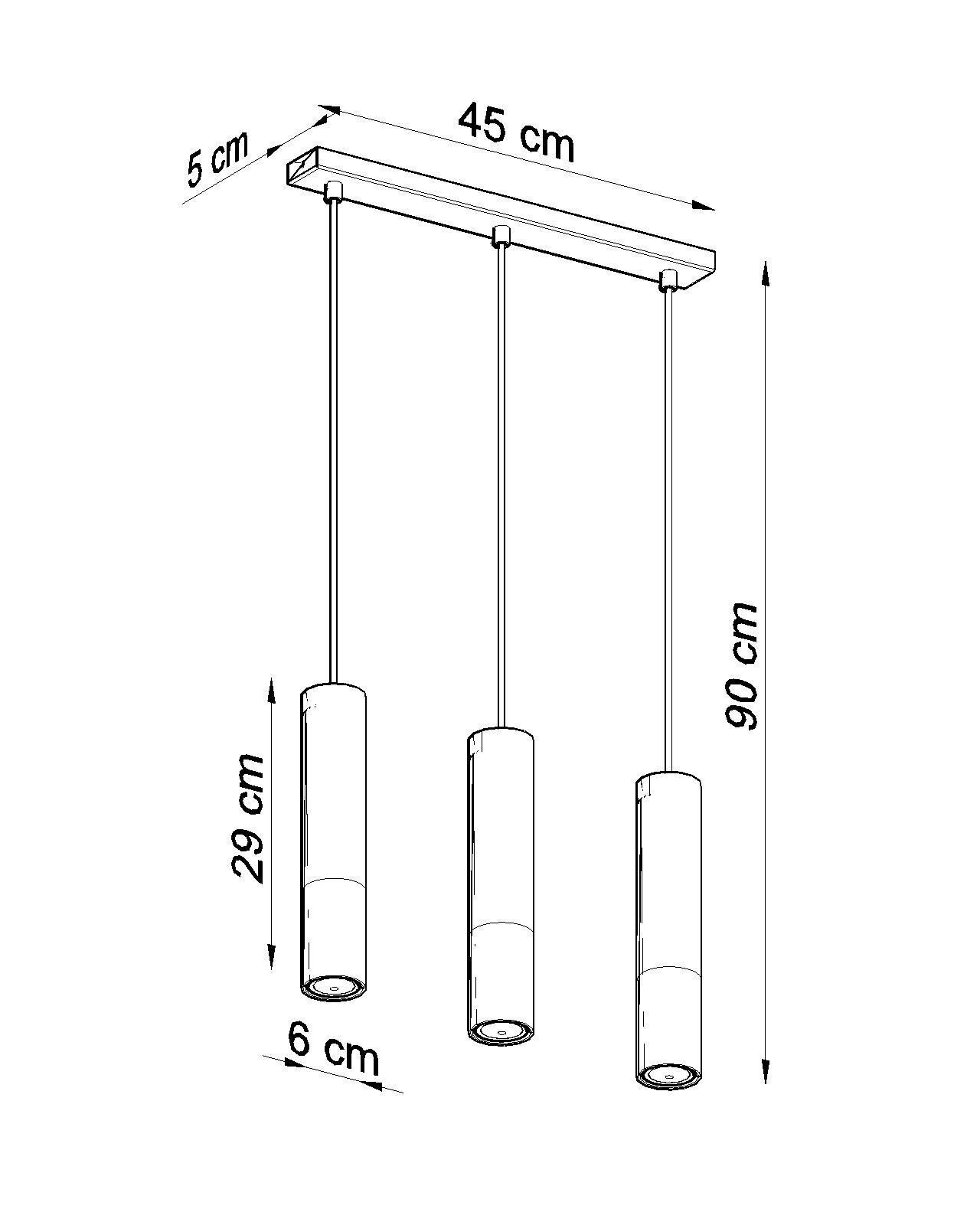 Lampe à suspendre 3 flammes L : 45 cm noir or allongé