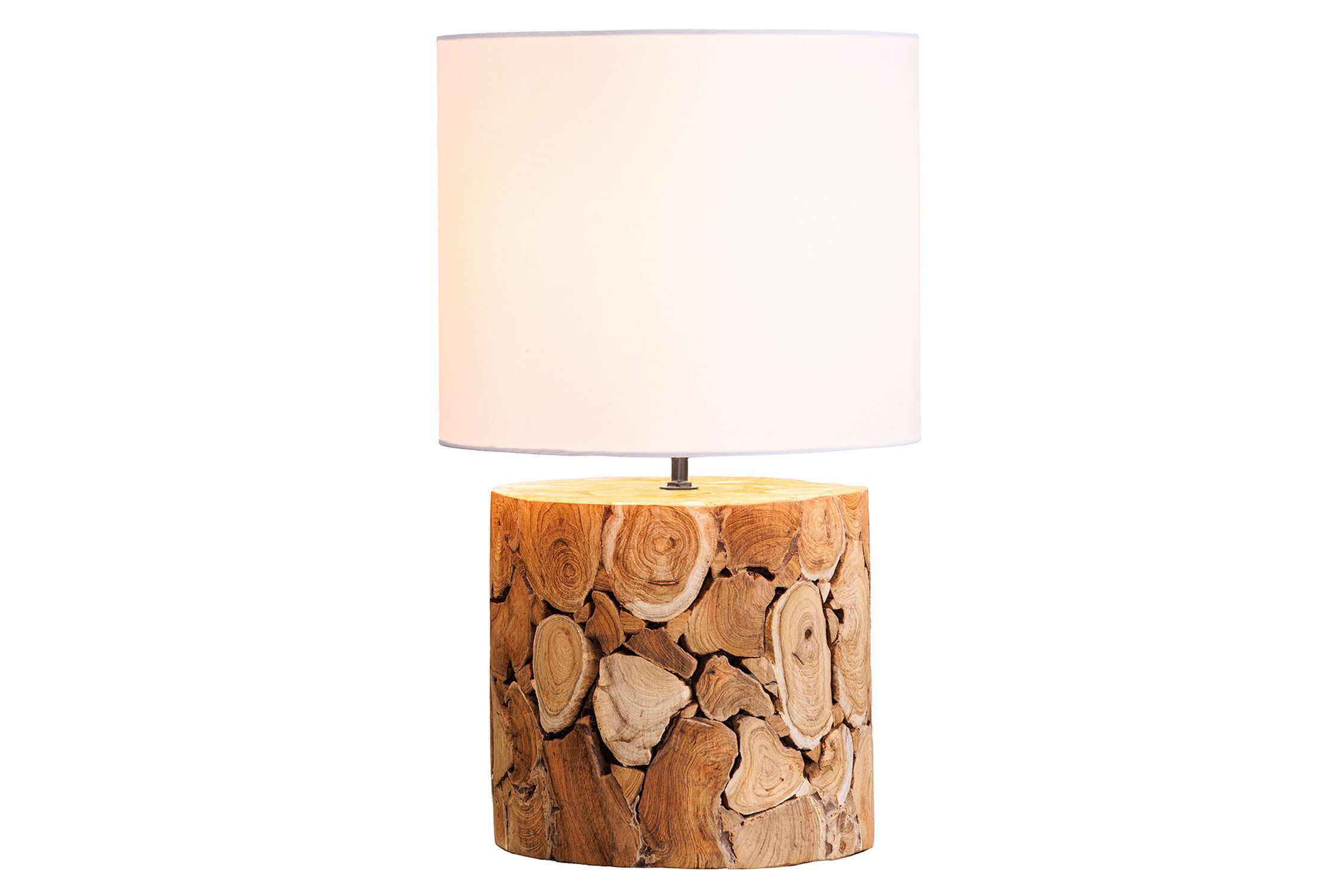 Lampe de chevet Blanc Nature Tissu Bois 45 cm confortable
