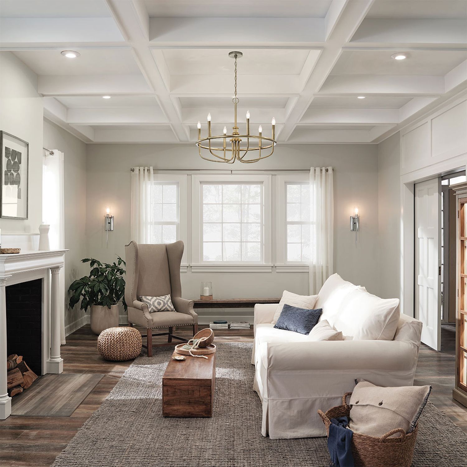 Wohnzimmer, Wohnzimmerdeko, Sofa, Kaffeetisch, Leuchter/Chandelier