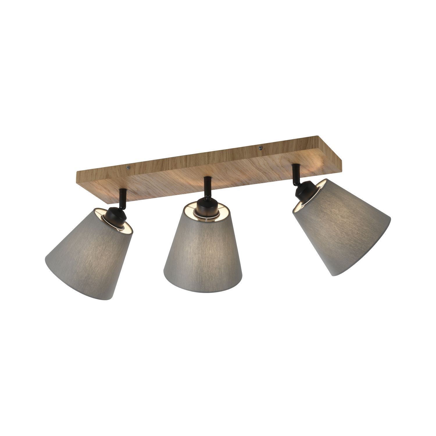 Spot de plafond tissu bois E27 3-flmg mobile taupe naturel
