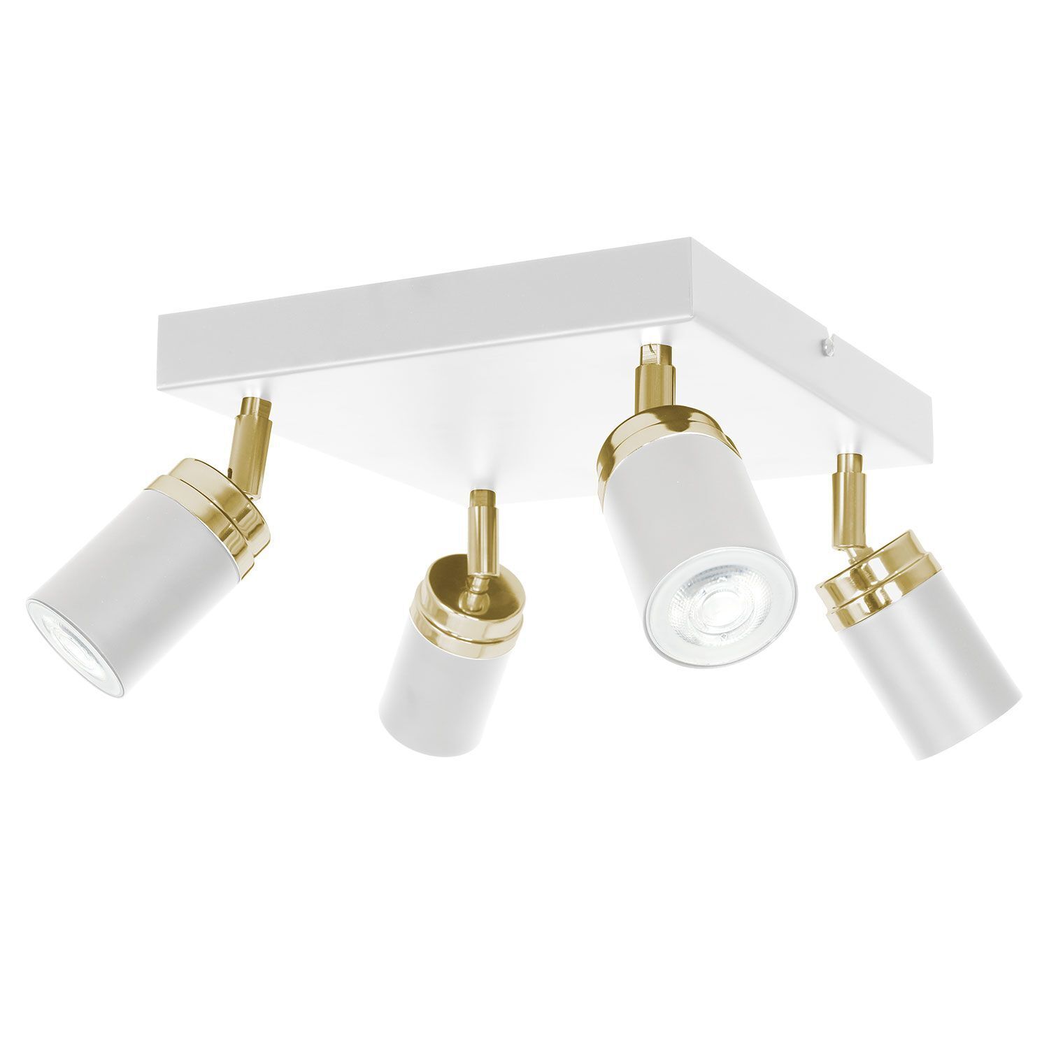 Spot de plafond métal 4 flammes blanc or GU10 orientable