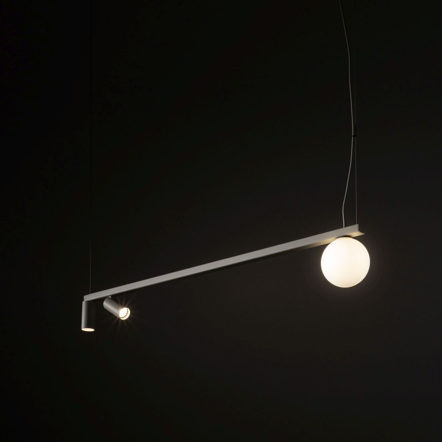 Große Hängelampe Aluminium Glas 107 cm GU10 G9 Weiß Hängeleuchte, Beleuchtung, Pendelleuchte, Kugel-Lampe, Moderne Leuchte