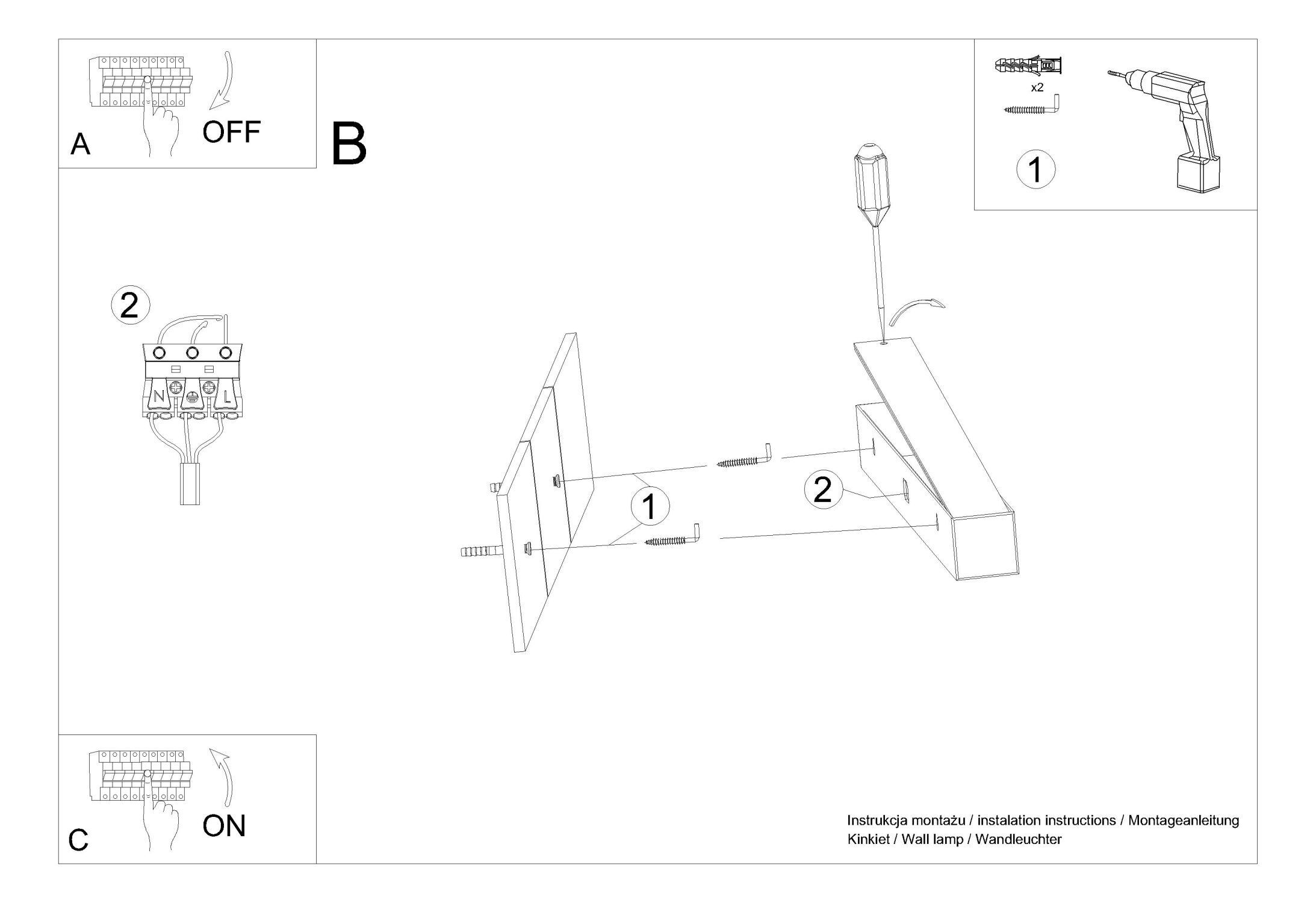 Applique murale LED claire 150 cm Downlight noir anti-éblouissement
