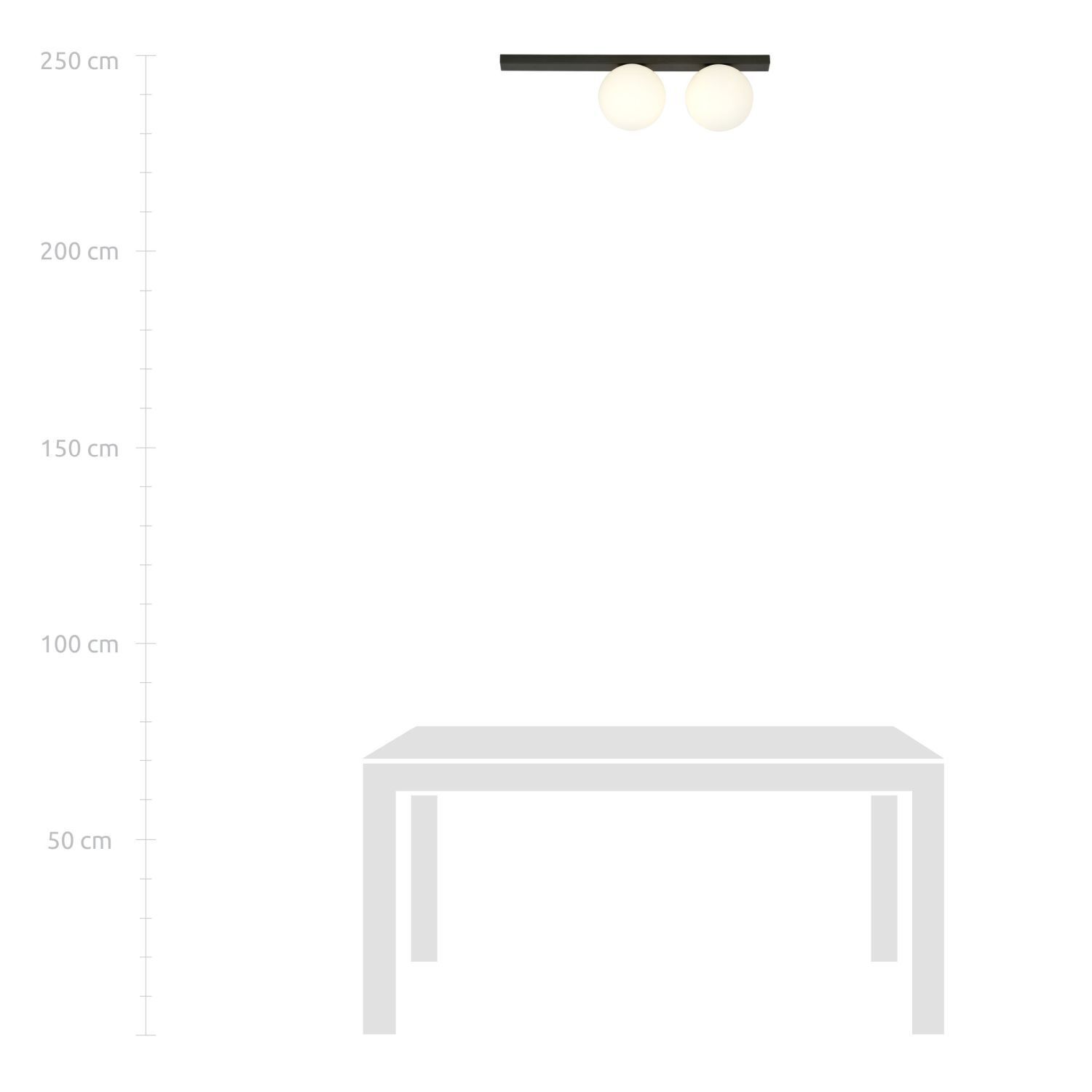 Plafonnier verre métal L : 60 cm noir blanc 2x E14