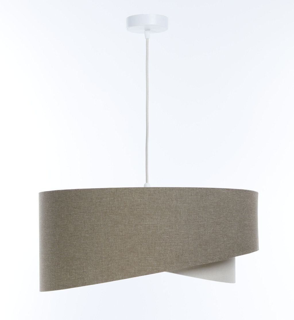 Lampe à suspendre tissu Ø 60 cm rond grand brun crème Moderne