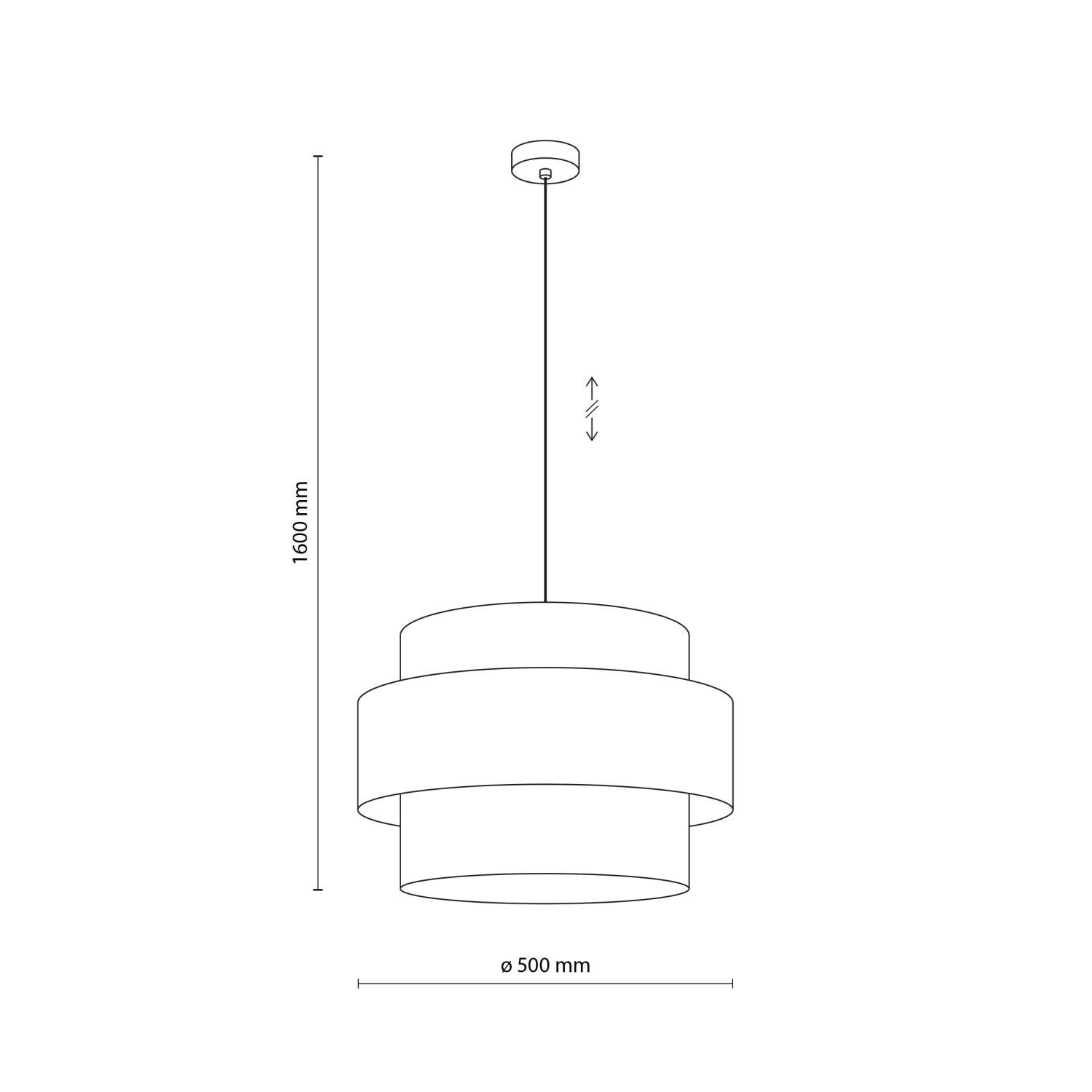 Suspension ronde Ø 50 cm H : max. 160 cm Tissu Jute Coloré E27