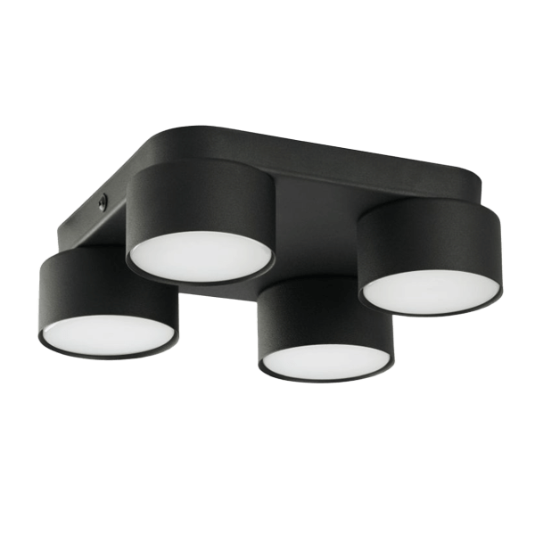 Plafonniers noirs Deckenleuchte, 4-flammig, Schwarz, Metall, Rundlampen