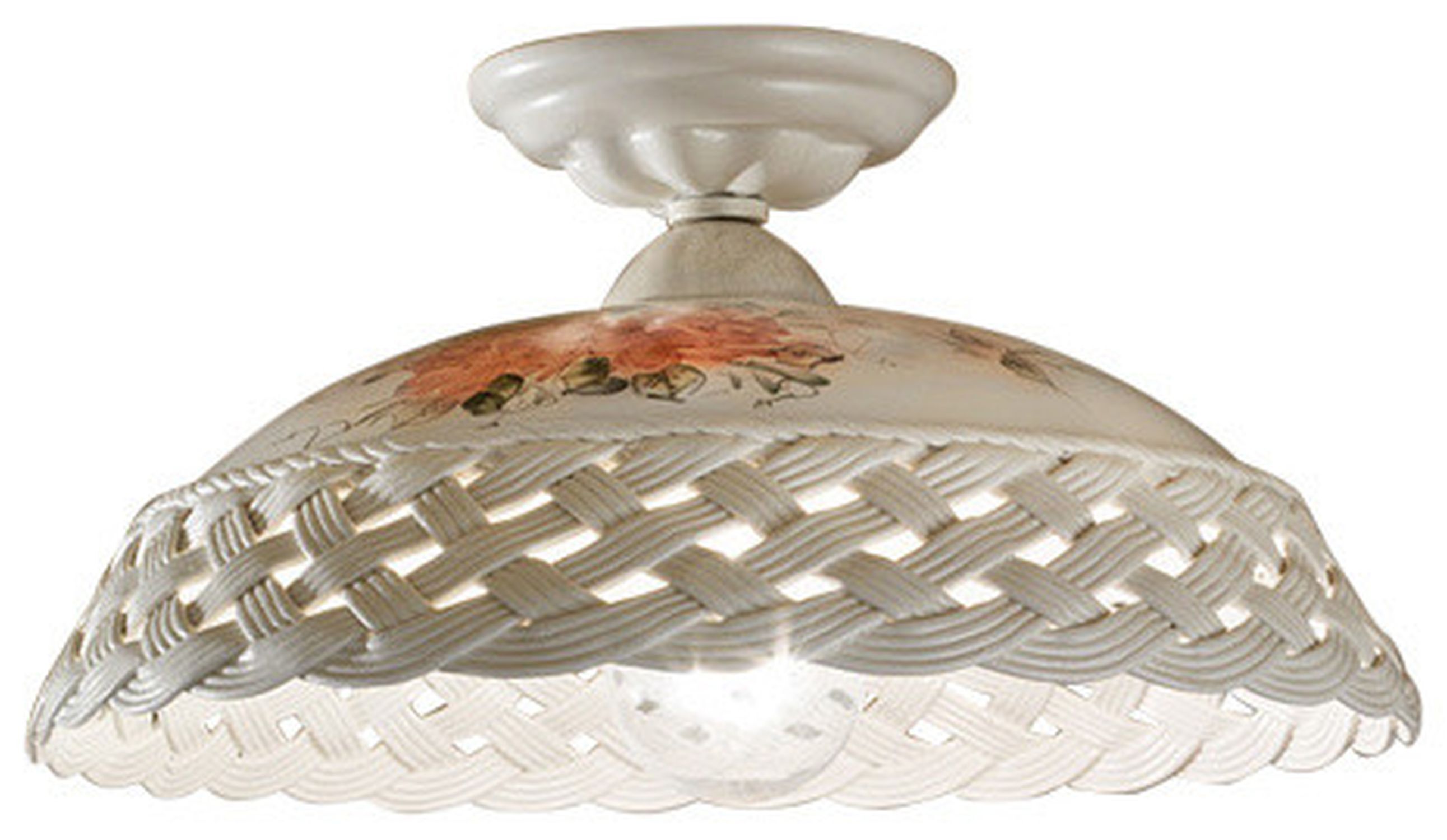 Plafonnier céramique E27 rond D : 42 cm style campagnard