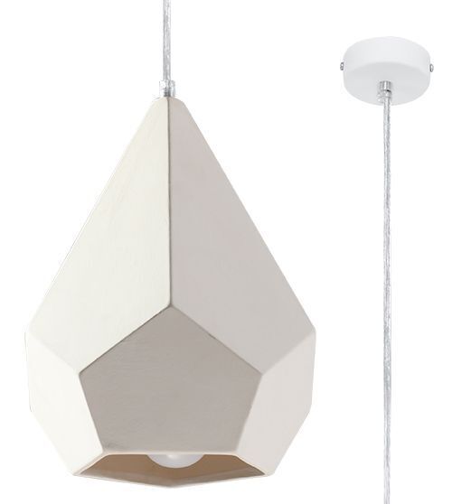 Lampe à suspendre Blanc Céramique à peindre géométrique E27