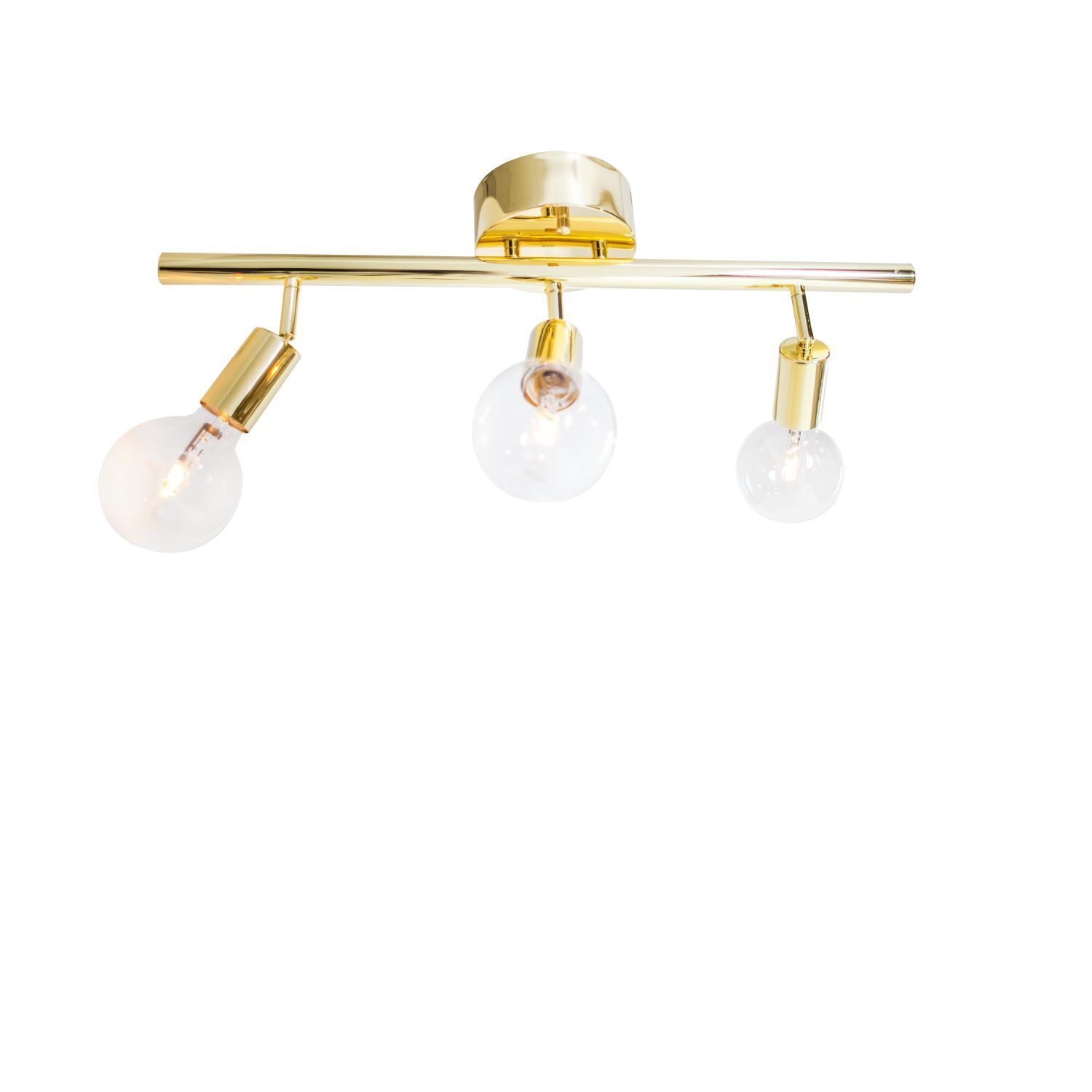 Deckenleuchte, Gold, Drei-Lampen, Kugelglas, Metallfassung
